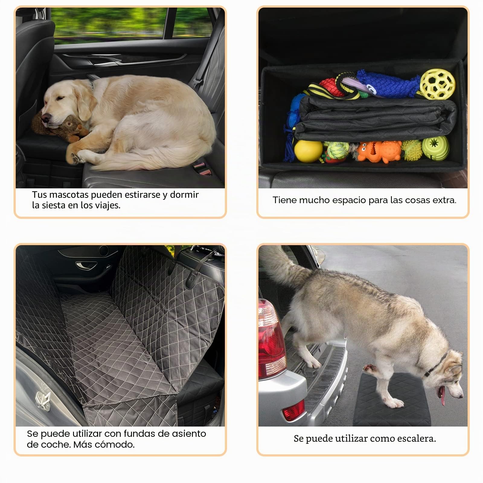 LIONROGE Extensor de Asiento Trasero de Coche para Perros Grandes de hasta 200 Libras, Extensor de Asiento Trasero y Delantero con Almacenamiento, Evita Que Tus Perros se caigan del Asiento