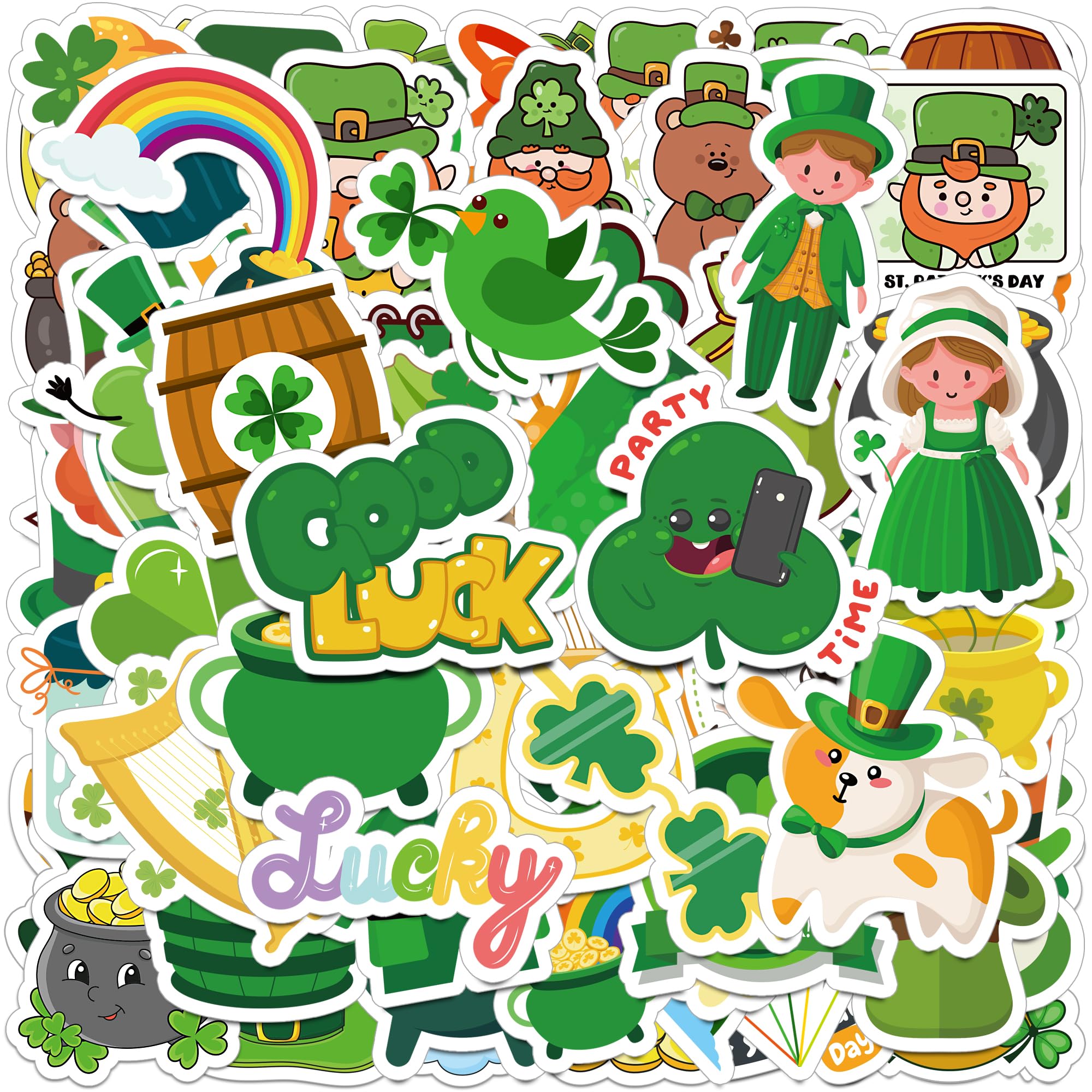 St Patricks Day Stickers for Kids - St Patricks Day Accessories - 100Pcs Shamrock Stickers St Patricks Day