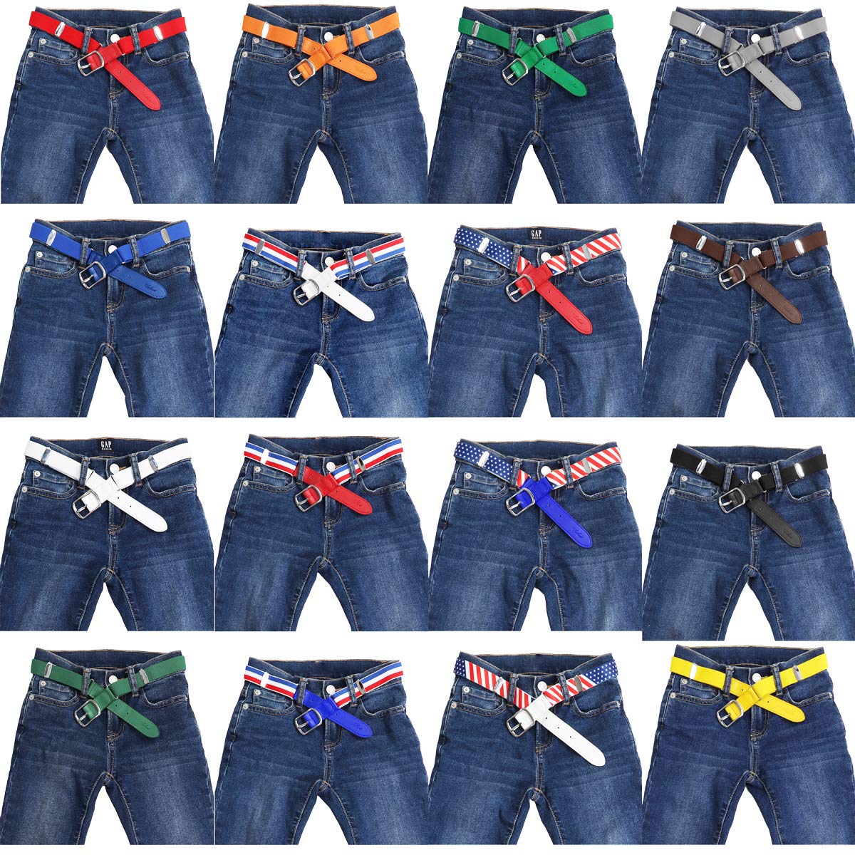 Falari Kids Leather Elastic Adjustable Belts for Boy Girl All Occasion Variety Colors - Dark Gray