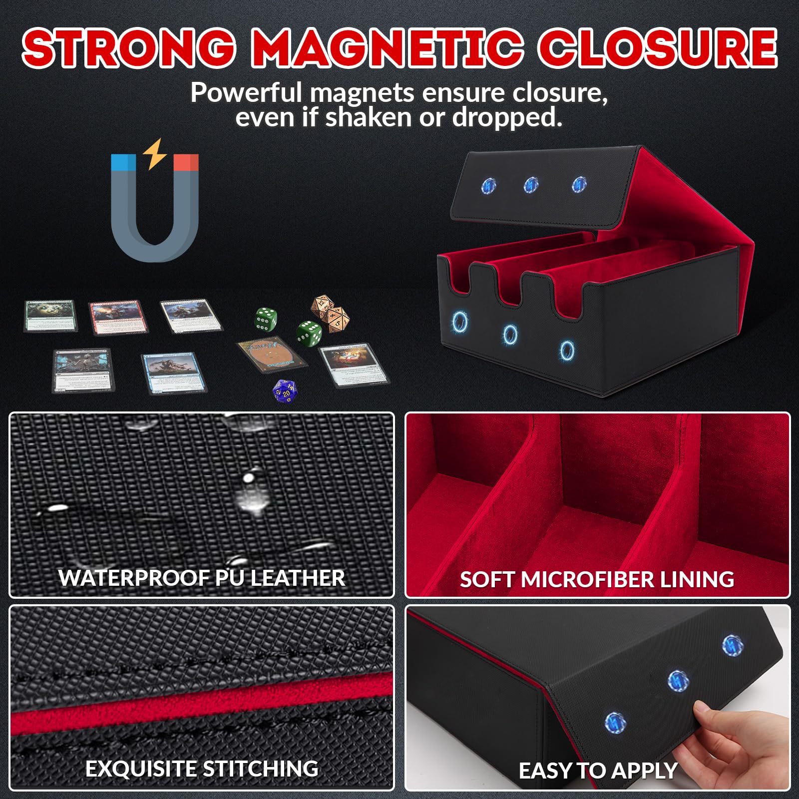 HIMOMO Card Storage Box for Trading Cards 2100+ PU Leather Card Deck Box - Image 3