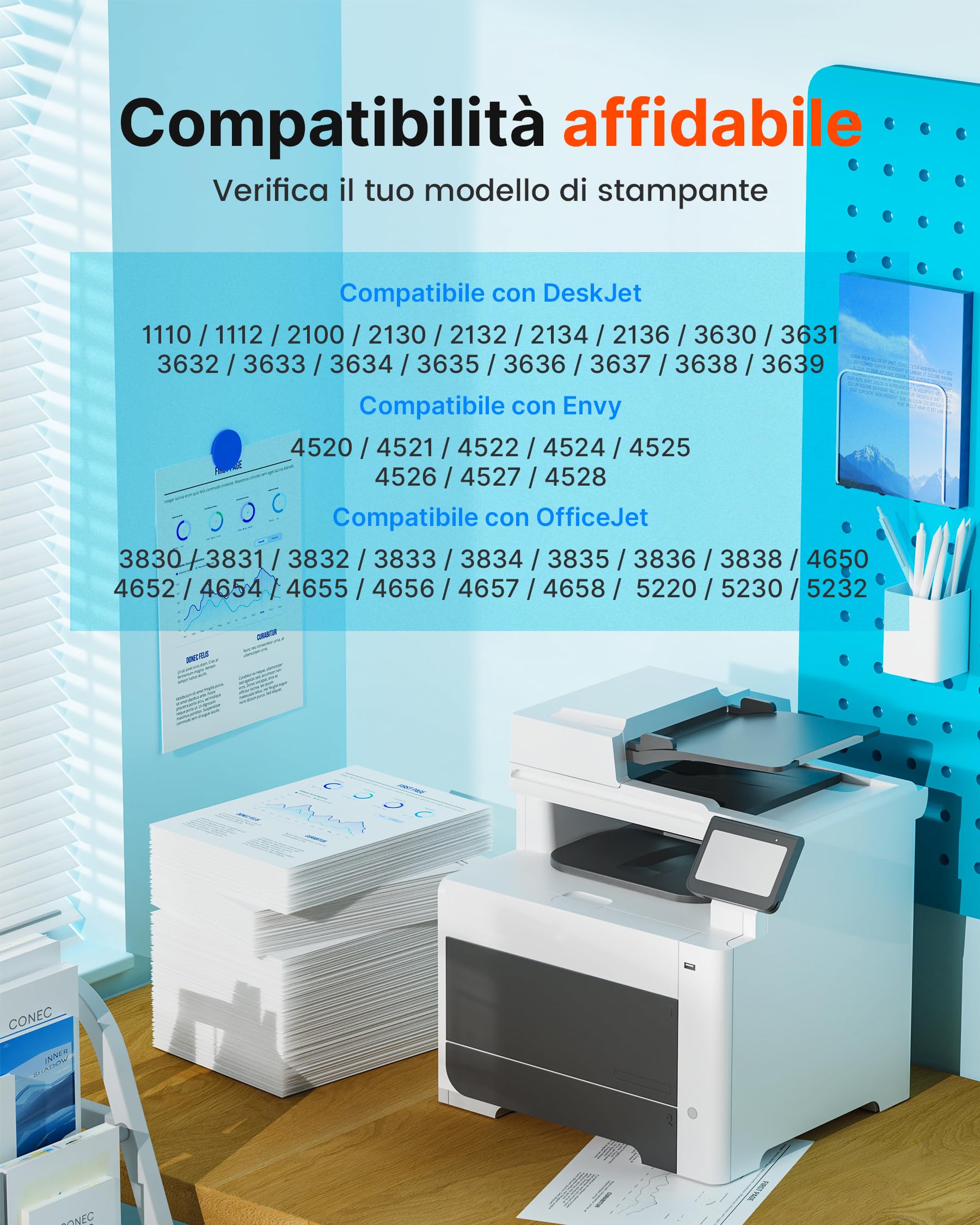 Glliter 302 XL Rigenerate per HP 302 302XL Cartucce d'inchiostro Sostituzione per HP Officejet 3830 3834 4650 4651 per DeskJet 1110 2130 2134 3630 3632 per Envy 4520 4521 (Nero Tricromia, 2-Pack)