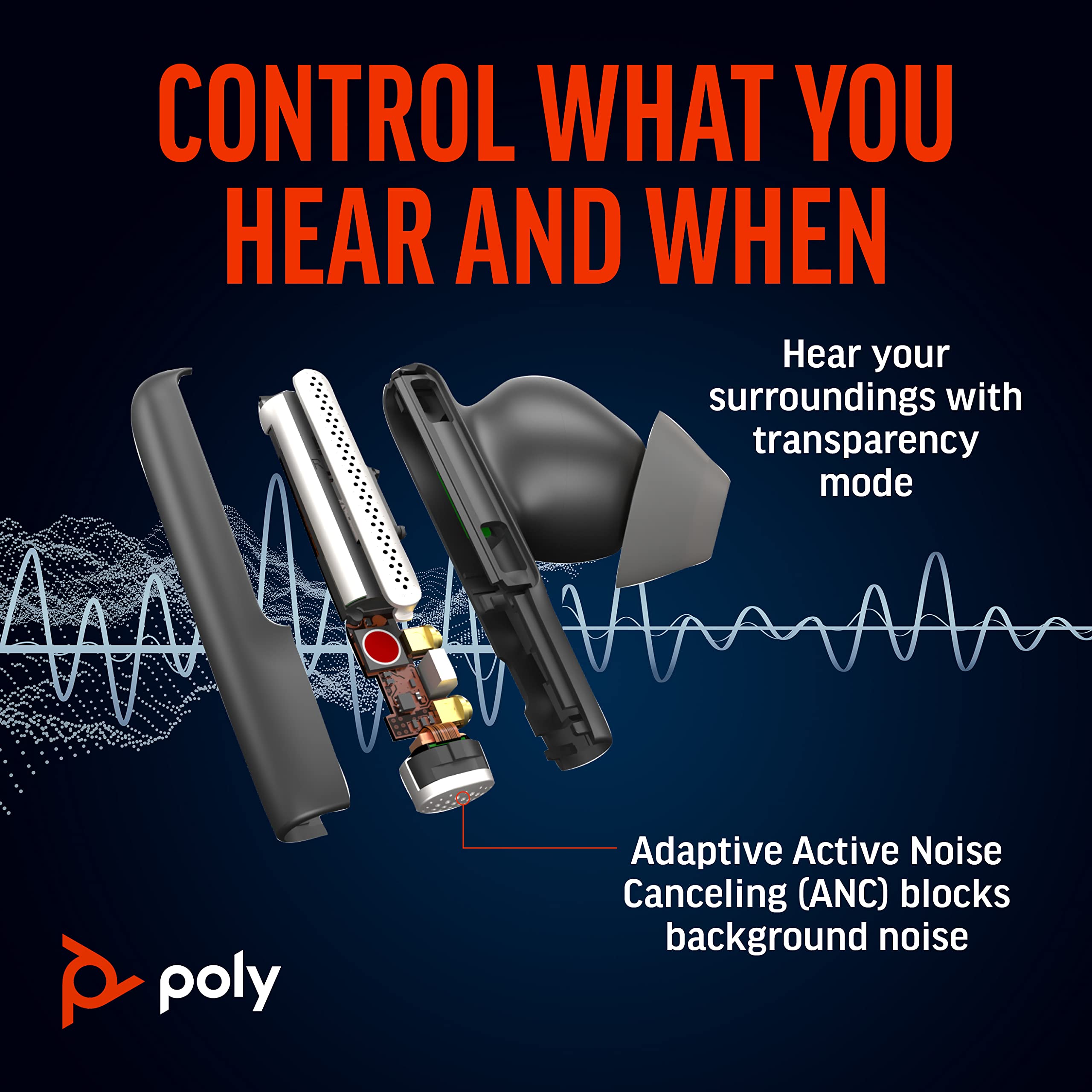 Poly Voyager Free 60 UC True Wireless Earbuds (Plantronics), Noise-canceling mics for clear calls, Active Noise Canceling - Image 4
