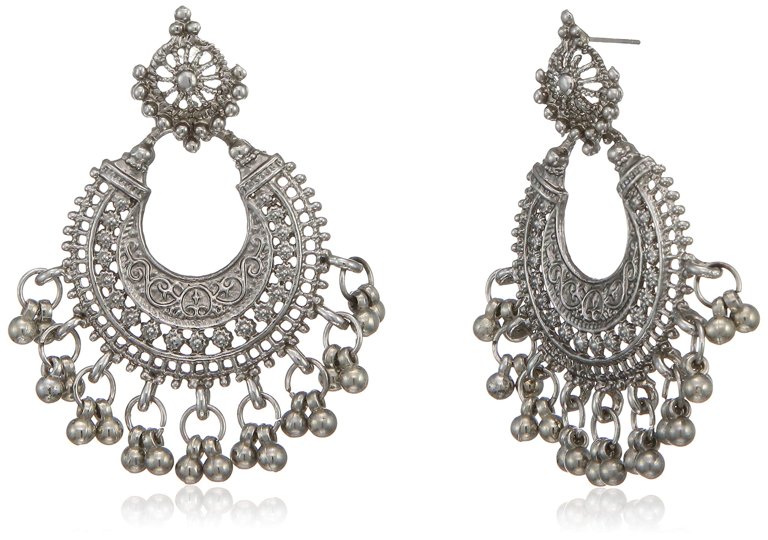 TouchstoneIndian Bollywood Desire Tribal Boho Chic Moon Chandbaali Theme Designer Earrings For Women.