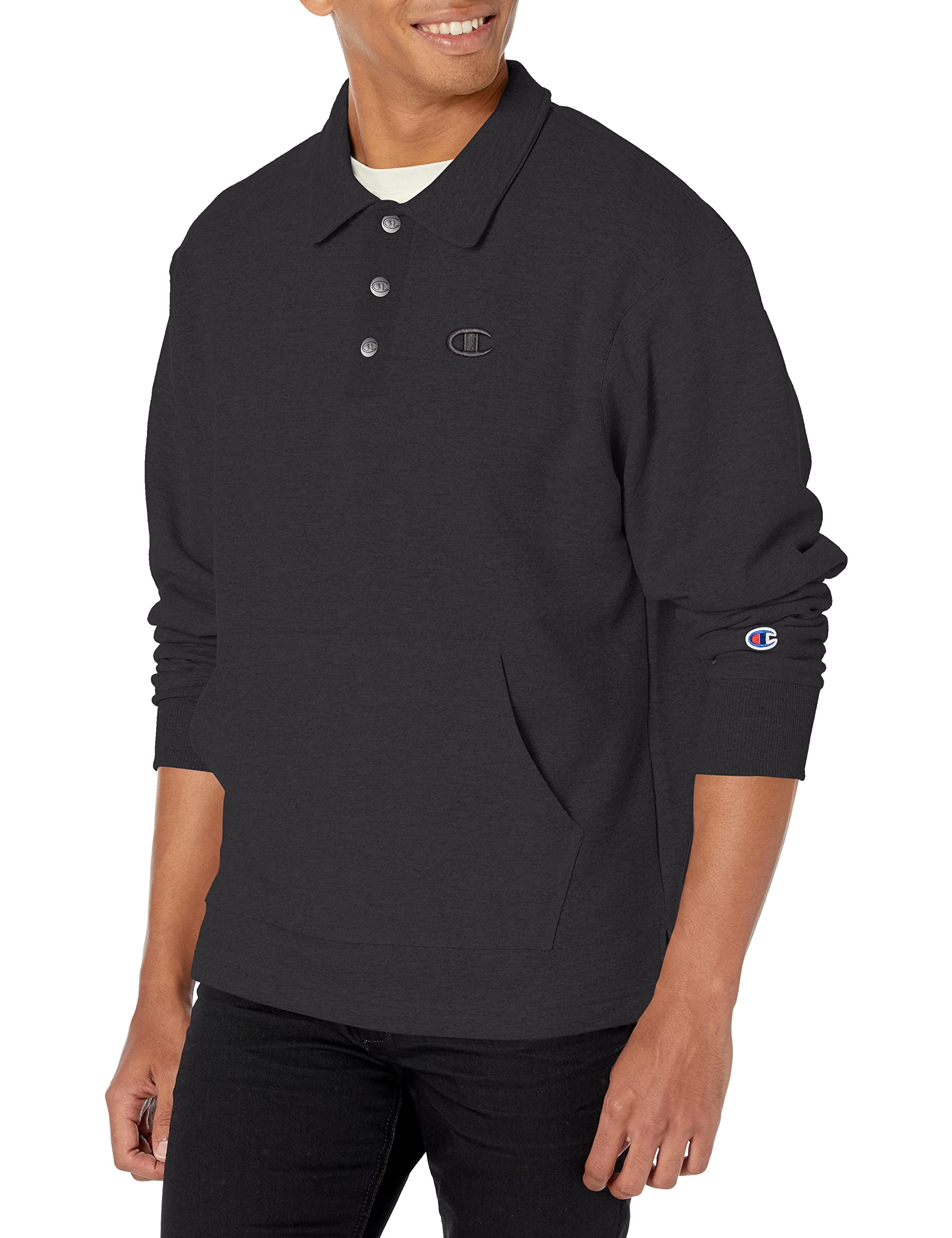 Championmens Champion Men's Powerblend Open Hem Rugby, C Logo Polo Shirt