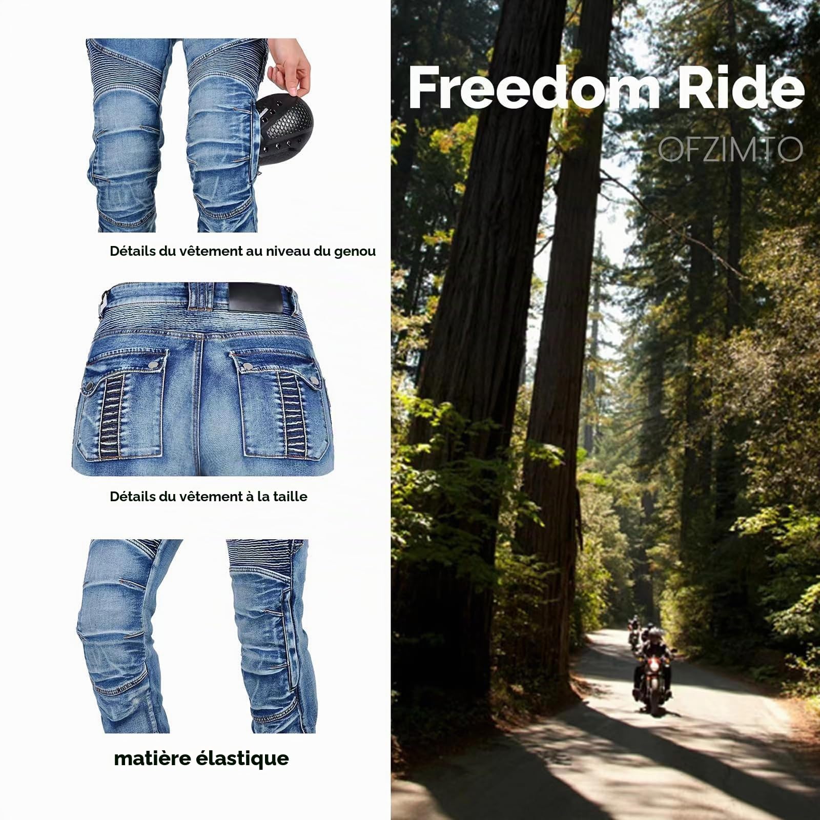 Pantalon Moto Homme, Jean Moto Stretch Confort, Style Urbain