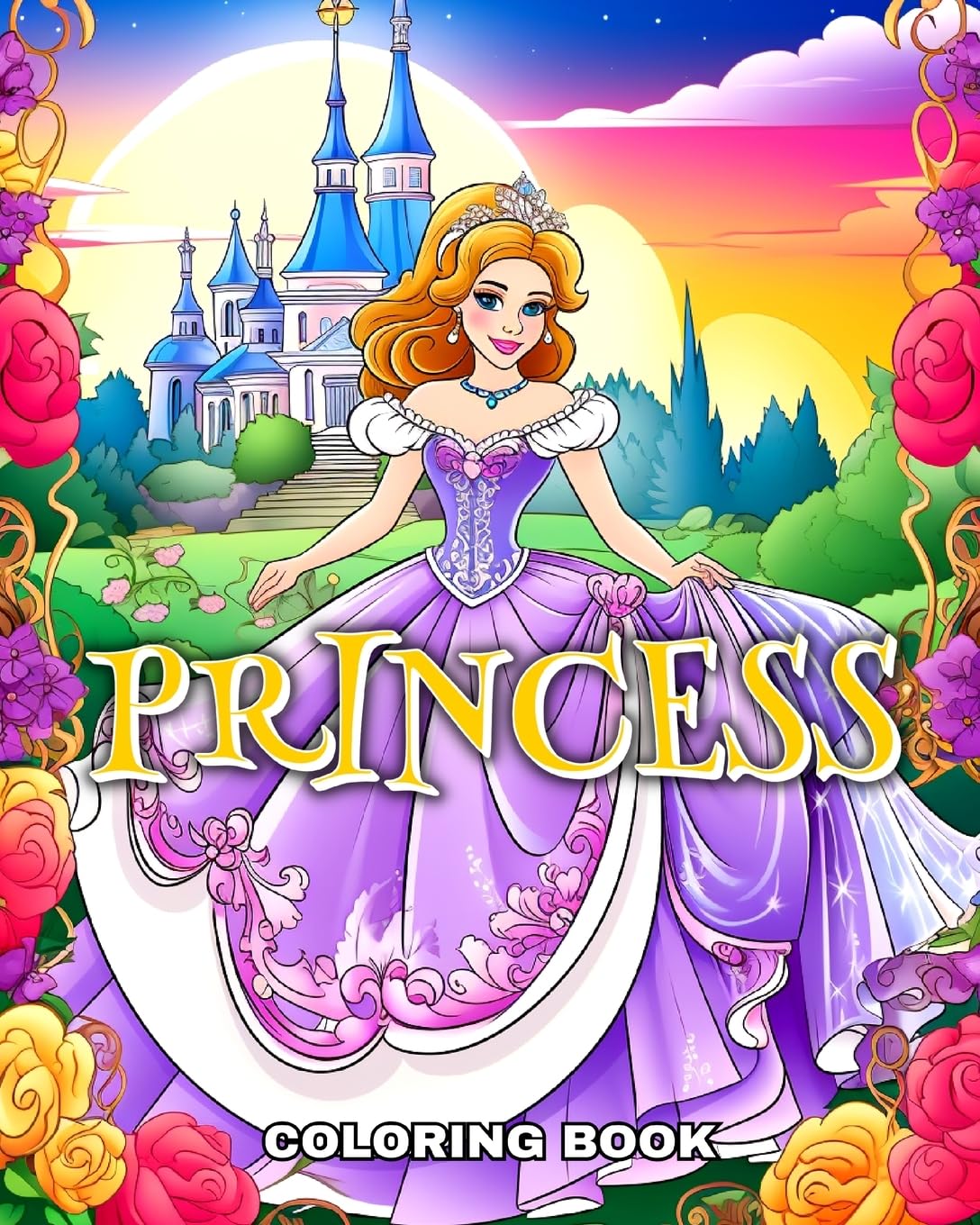 Princess Coloring Book: Fun Coloring Pages for Girls Ages 4-8 with Adorable Princesses