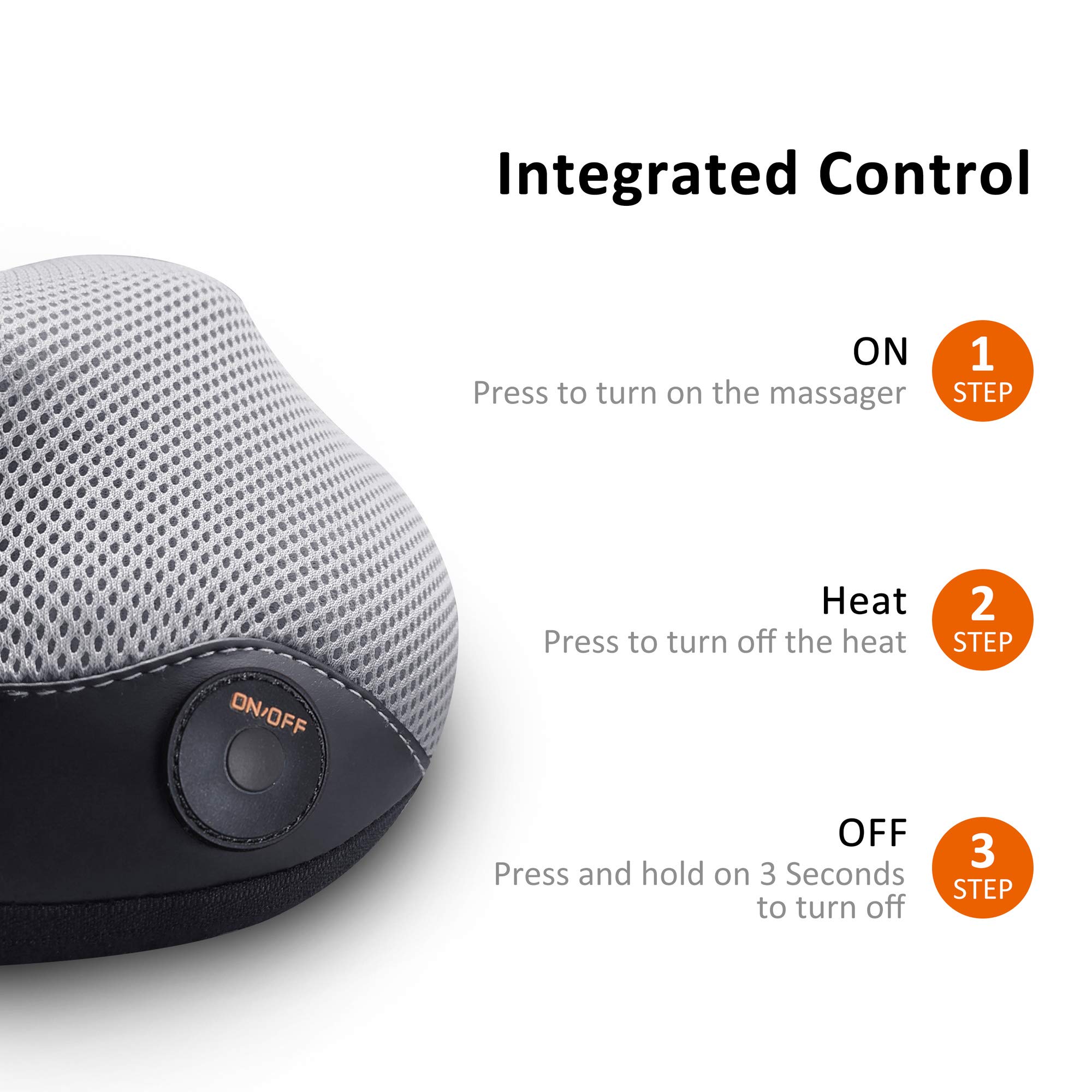 Snailax Massagekissen mit Wärmefunktion, Shiatsu Massagegerät für Nacken, Schulter, Rücken, Nackenmassagegerät mit 3D-Rotierenden Massageköpfen für Zuhause/Büro, Geschenke für Männer/Frauen
