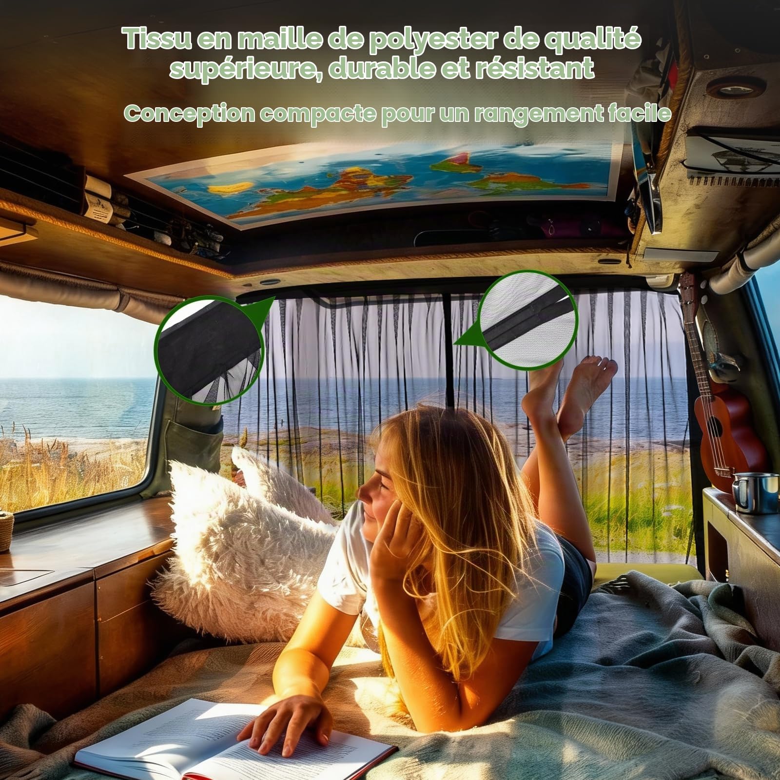 YGYQZ Moustiquaire magnétique, universelle, fermeture centrale magnétique, pour camping-car, porte latérale/arrière, camping, 200 x 170 cm