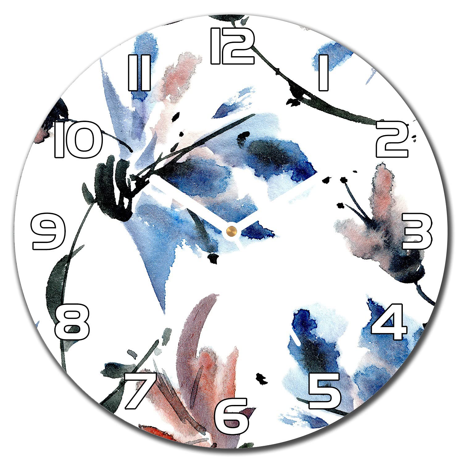 Horloge en verre moderne 30 cm pendule murale cuisine salon impression fleurs Lea