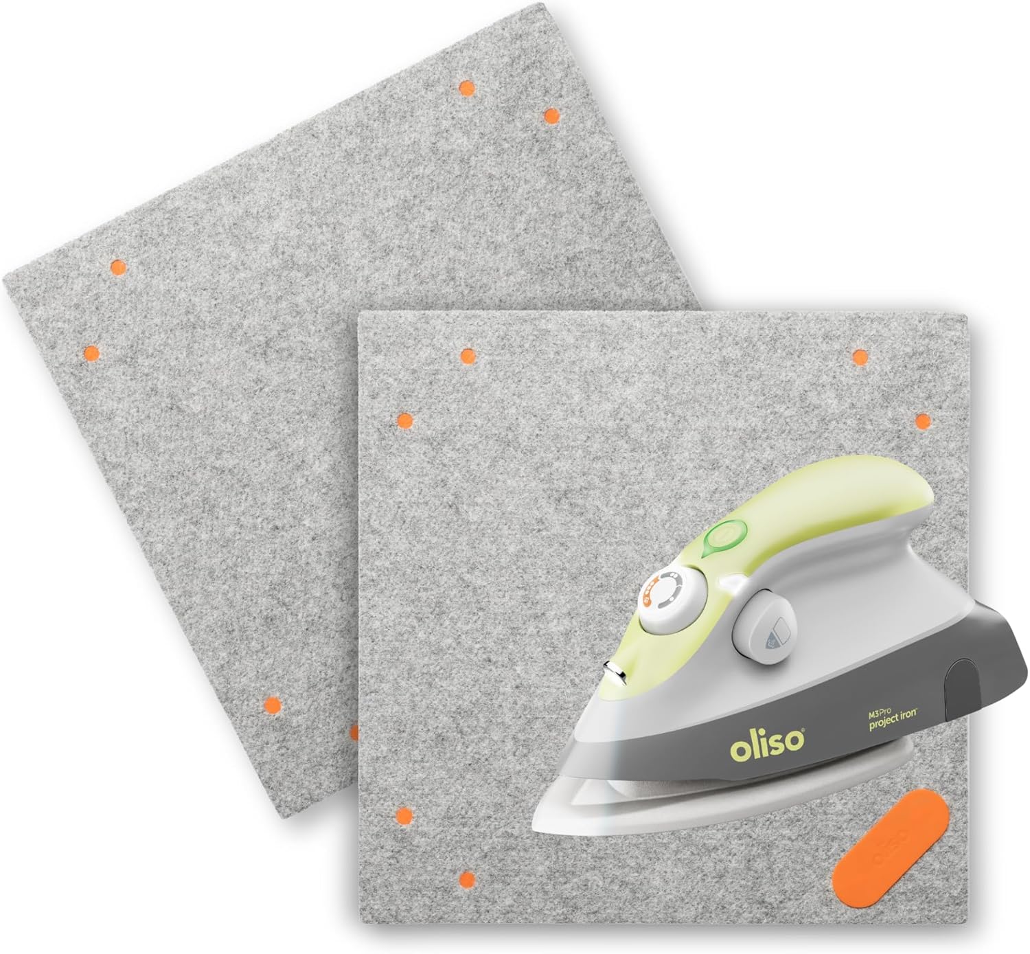 Oliso M3Pro Project Steam Iron with Solemate (Pistachio) + MultiMat Wool Pressing Pad 2pk