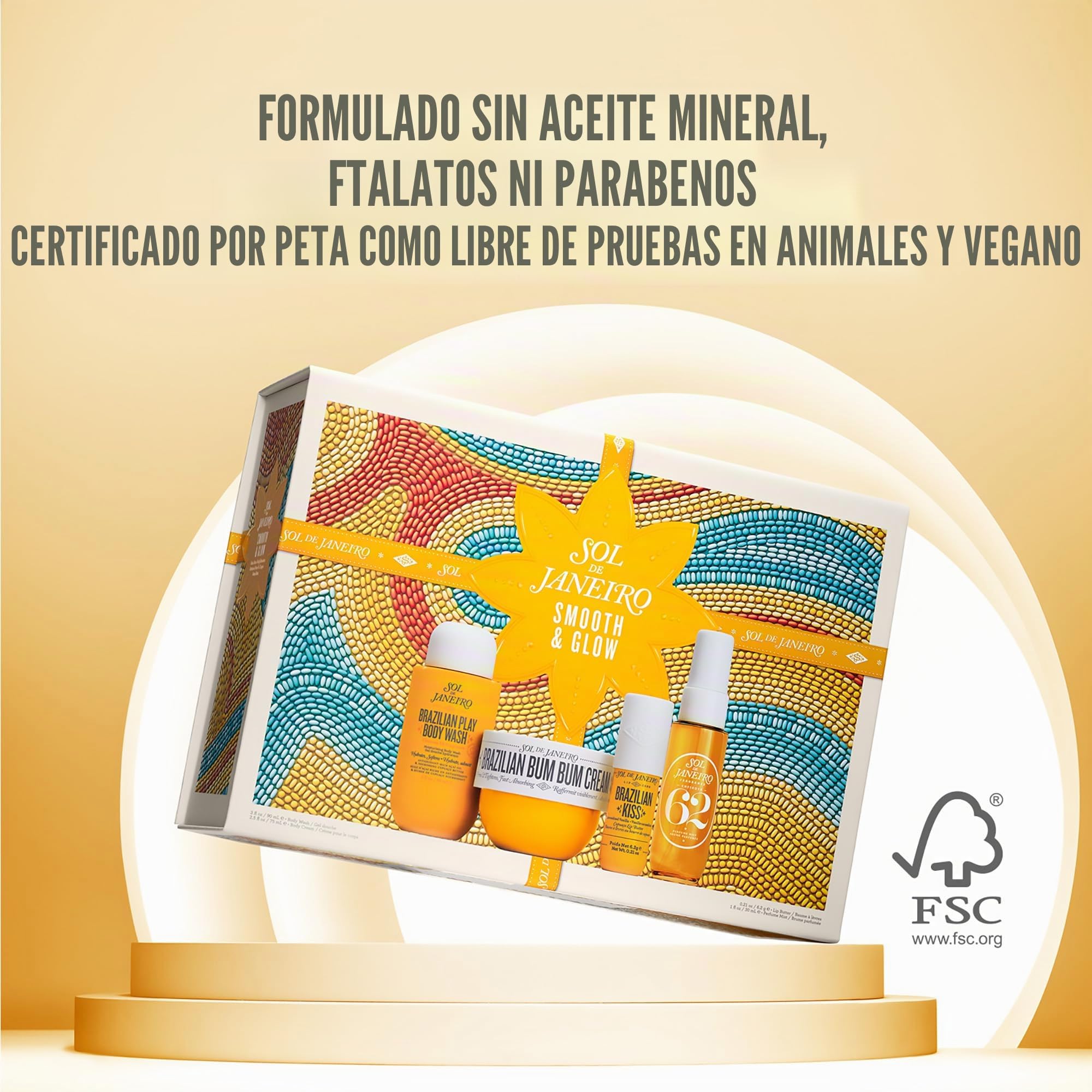 Sol de Janeiro Holiday Collection Set de 4 piezas, con Bum Bum Cream 75 ml, fragancia Cheirosa 30 ml, gel de ducha brasileño 4Play 90 ml, bálsamo labial vegano brasileño Kiss