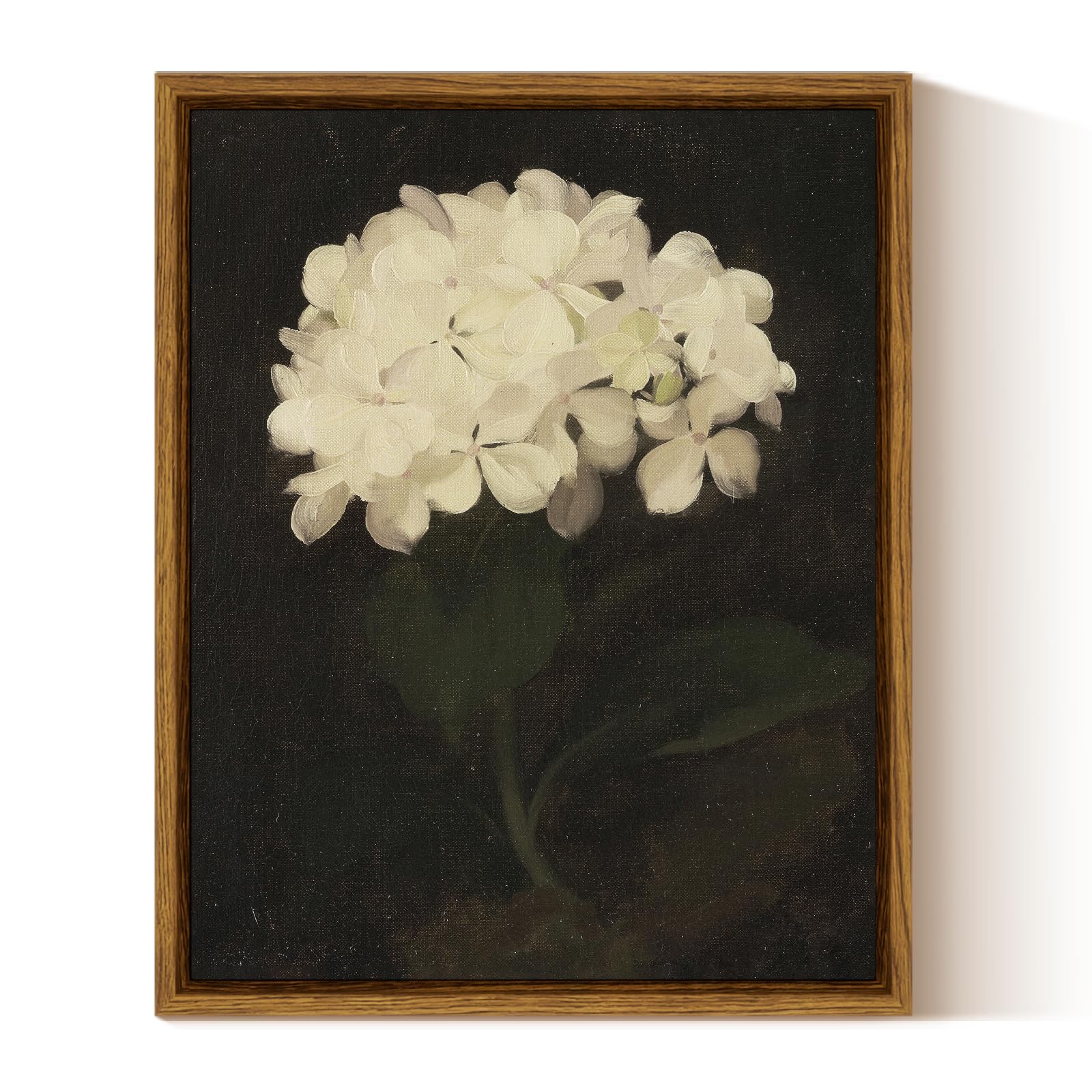 InSimSea Framed Canvas Wall Art, White Hydrangea Oil Painting Canvas Prints, Bedroom Bathroom Wall Art Kitchen Office Wall Decor 8x10in — image 1