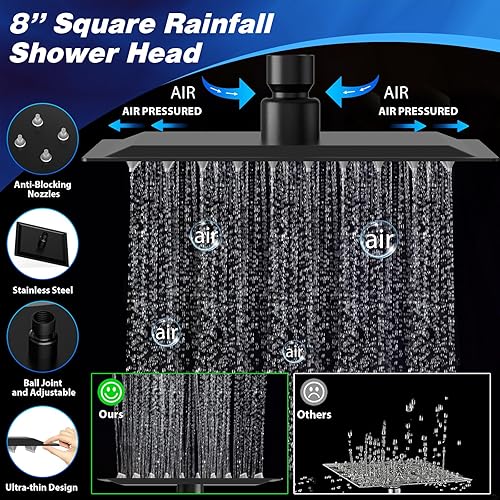 Miniatura 5 de Cabezal de ducha de mano de alta presión para baño con soporte y manguera de acero inoxidable de 59 pulgadas, cabezal de ducha de mano de alto flujo