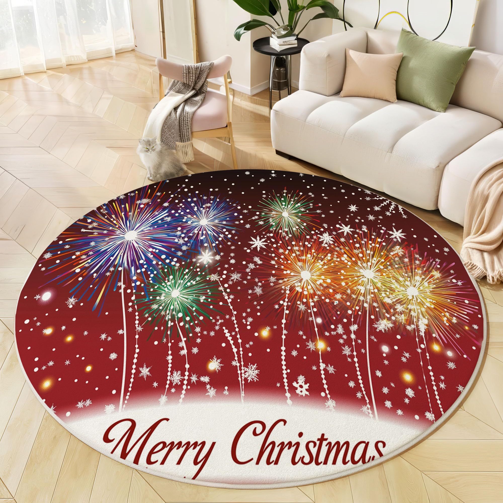 Tapis lavable Joyeux Noël antidérapant à poils courts 80cm