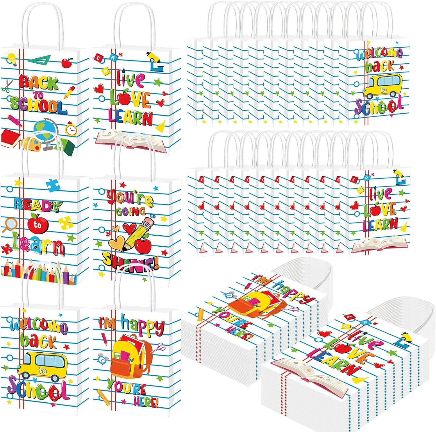 36 Pcs Back to School Gift Bags with Handles Teacher Gift Bags Bulk