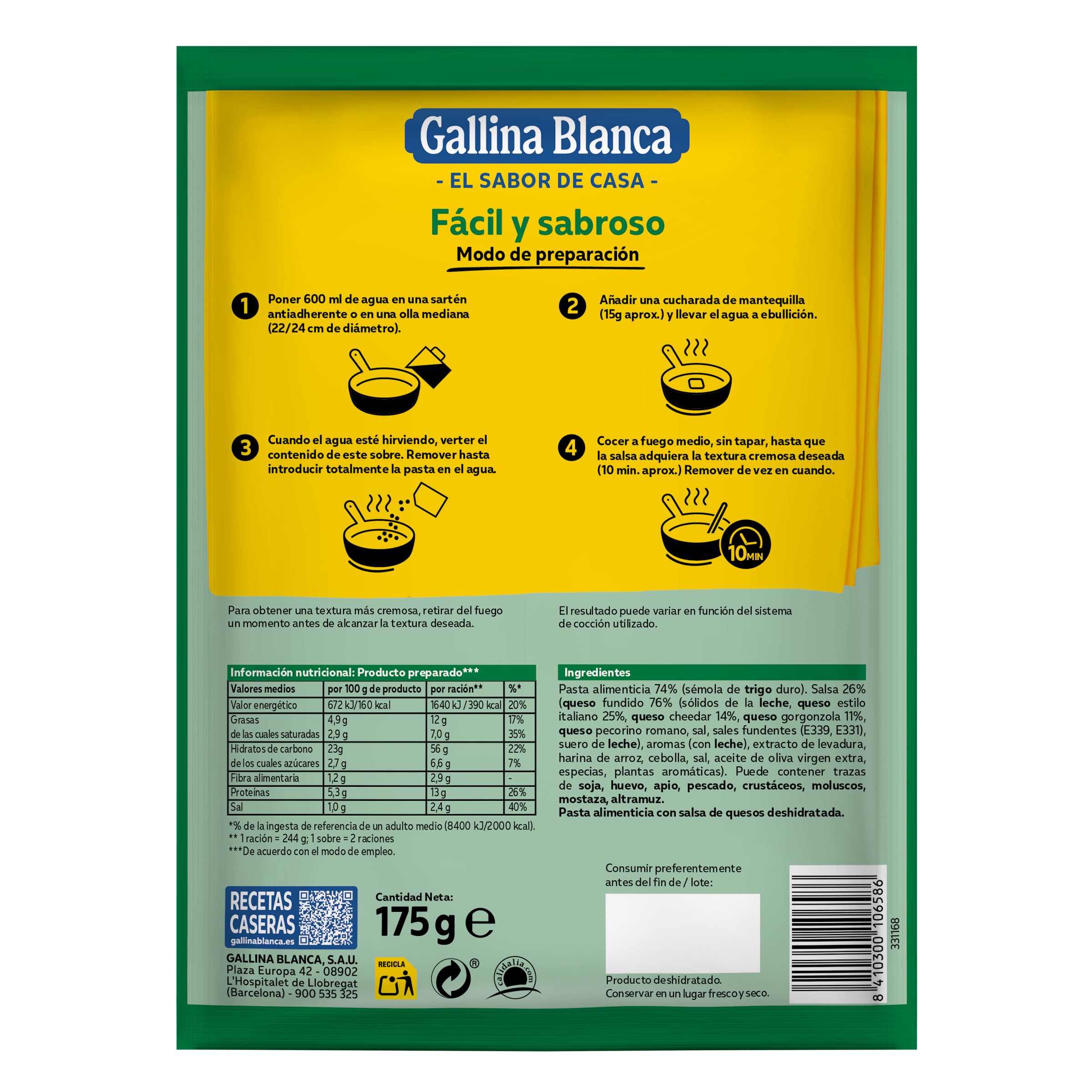 Gallina Blanca Spaghetti 3 Quesos, 175g — view 2