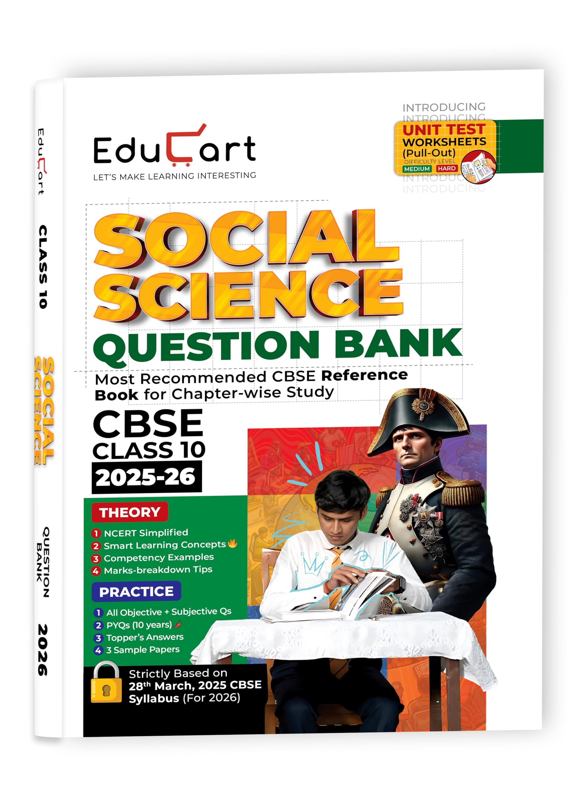 Educart CBSE Question Bank Class 10 Social Science 2025-26 on new Syllabus 2026 (Introducing Unit Test Worksheets) Paperback – 27 February 2025