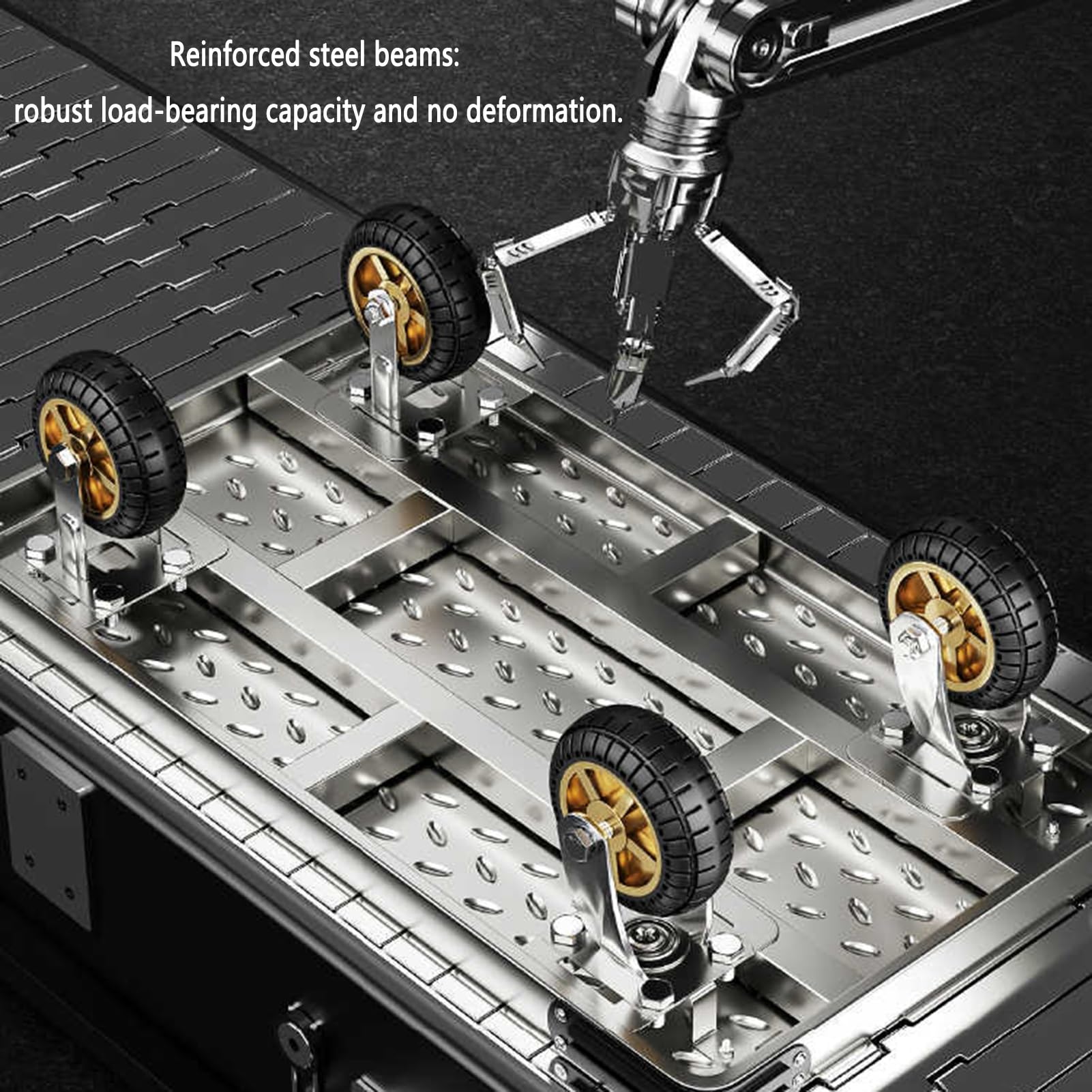 Plattformtransporter, Hochleistungs-Klappplattformwagen aus Kohlenstoffstahl, mit leisen Rädern und Riemen, geeignet for Lager und Materialtransport