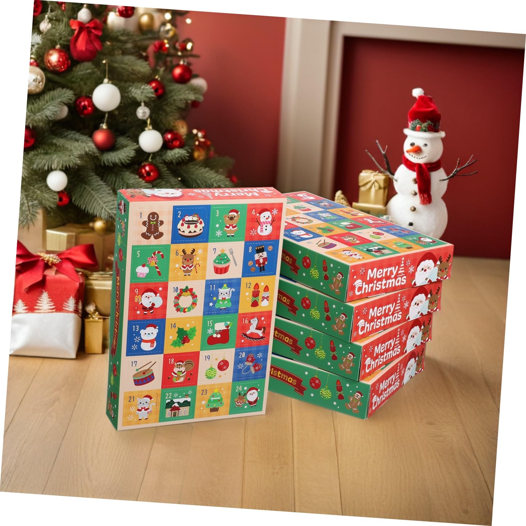 EPIGEIST 15 Piezas Caja de Calendario de Regresiva para Navidad Cajas Vacías de Calendario de Adviento de Bricolaje de Dulces y Regalos de Vacaciones