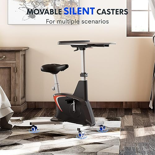 Miniatura 8 de FLEXISPOT Bicicleta estática con escritorio 2D, ahorro de espacio debajo del escritorio con escritorio extraíble, bicicletas estacionarias para