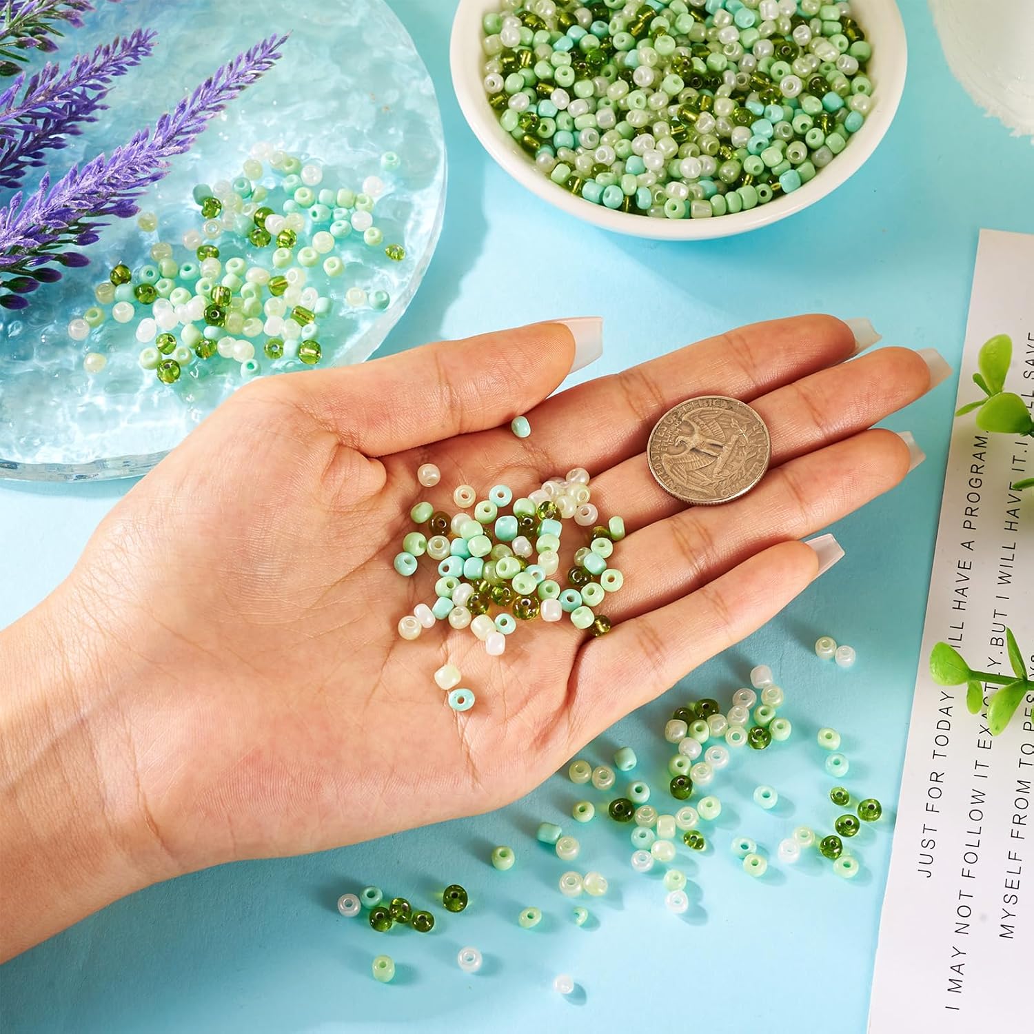 FASHEWELRY 1 Bag 4mm Glass Seed Beads Pale Green Opaque Transparent Round Crystal Pony Beads Small Kandi Beads for Bracelets Necklace Earring DIY Jewelry Making Craft - Image 6