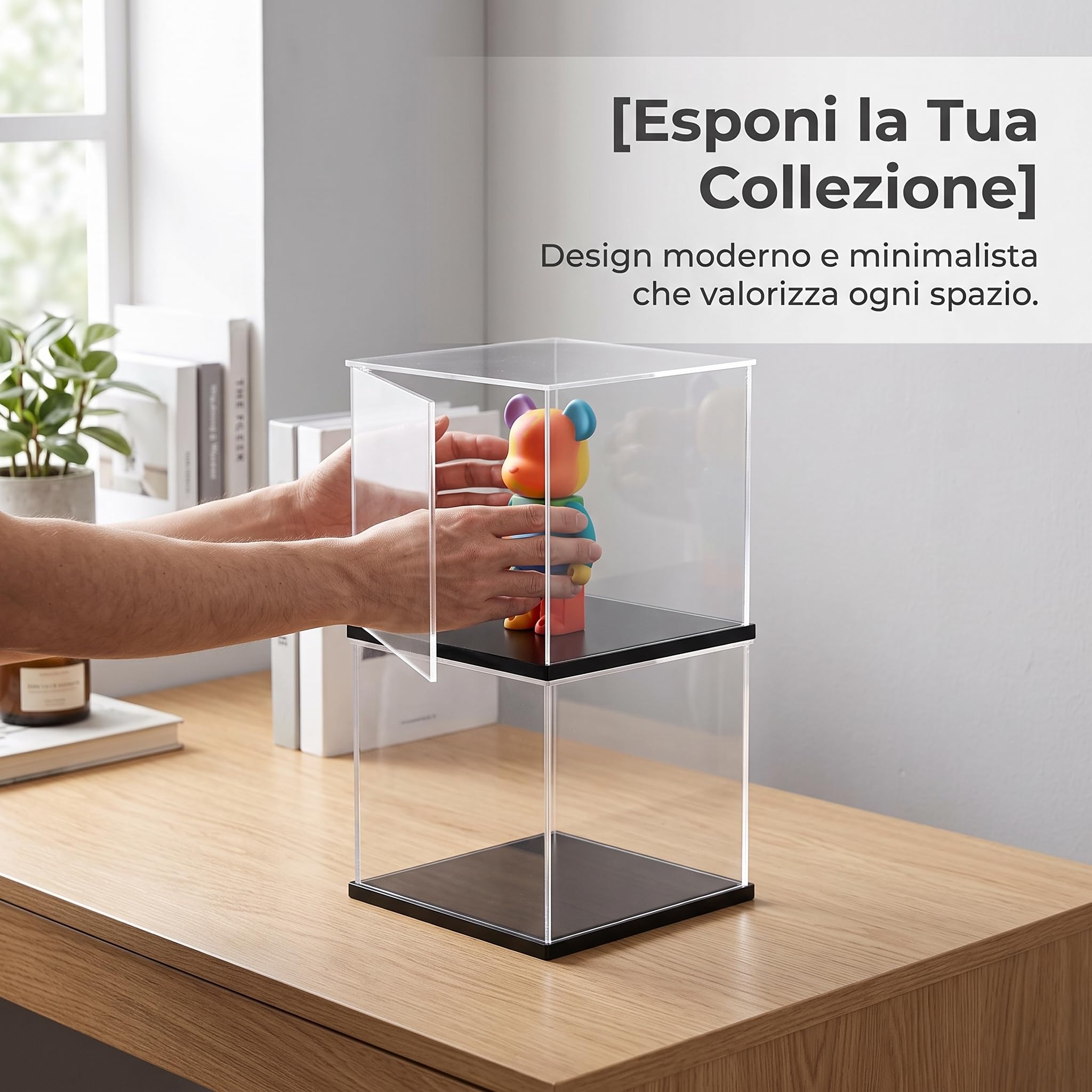 Espositore da Collezione in Acrilico con Antipolvere per Action Figure Modellini Auto E Mattoncini da Costruzione atta per Ripiano E Libreria , Lunghezza Larghezza 50x10cm , Altezza 10cm