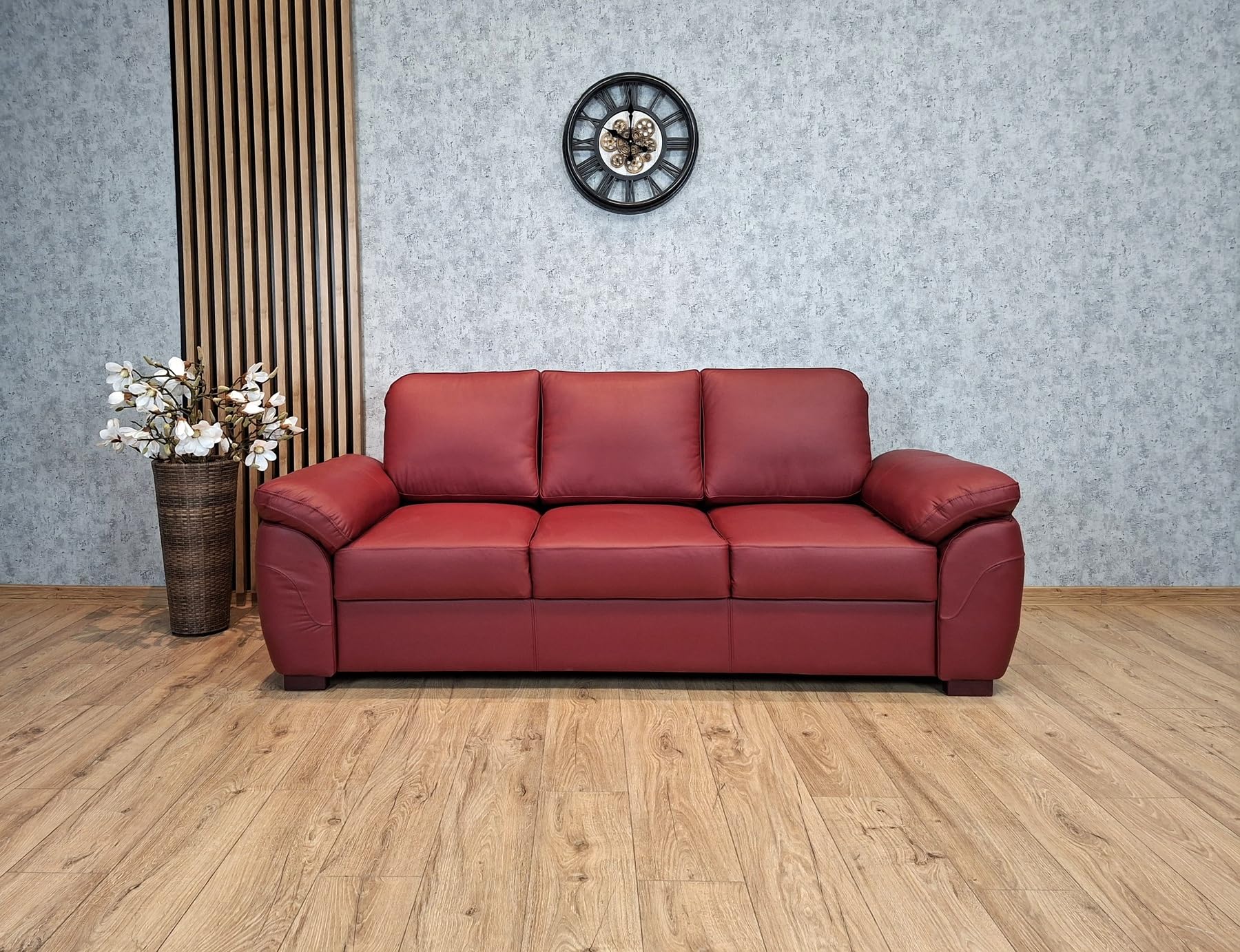 Comodo divano Oxford in pelle naturale italiana, 100% vera pelle, ampia scelta di colori (larghezza 230 cm)