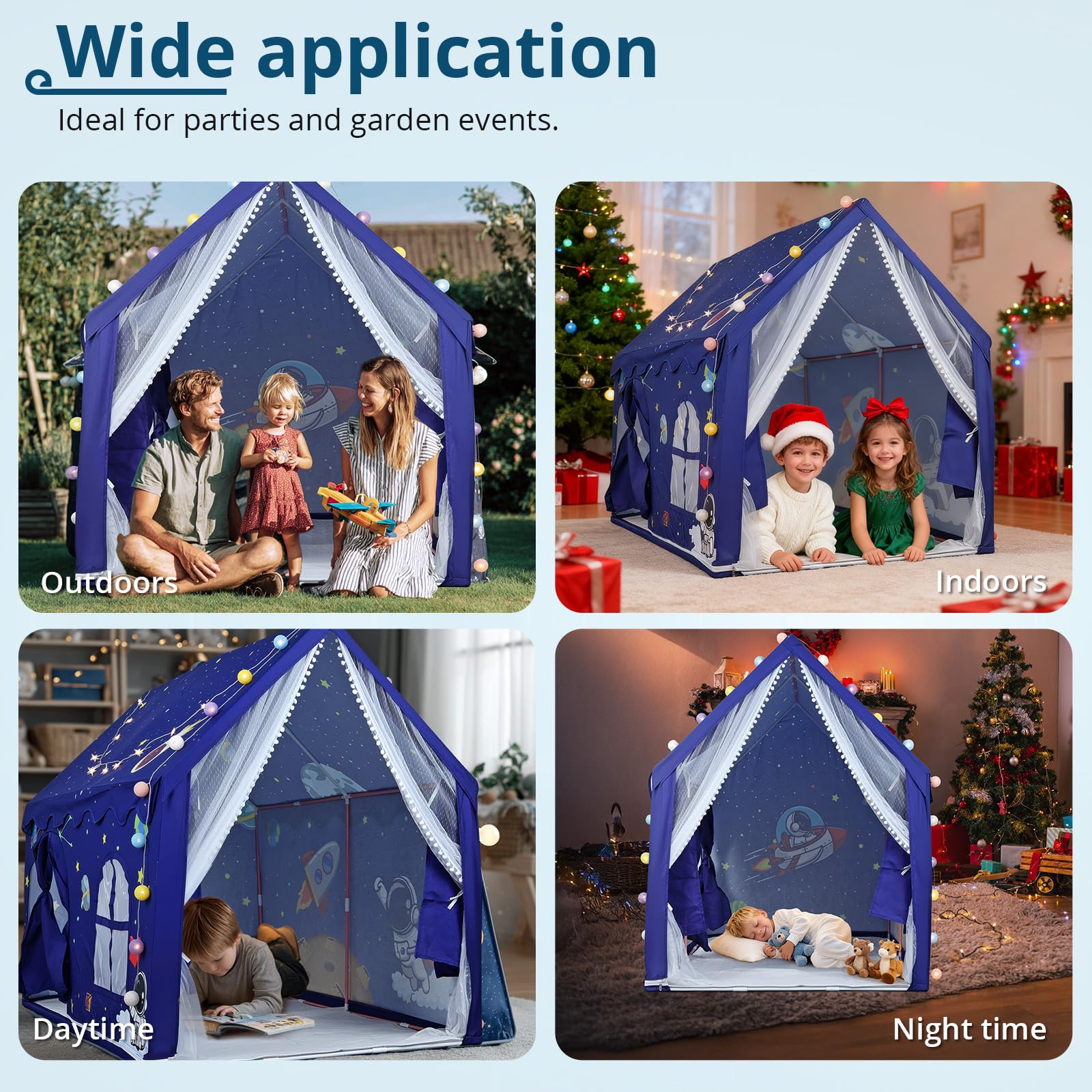 Tienda de Juegos Infantil con Luz LED y Alfombrilla Antideslizante | Tienda de Campaña Montaje Rápido, Dimensiones 160×105×128cm, Amplia Casita Infantil para Juegos en Casa, para Niños y Niñas