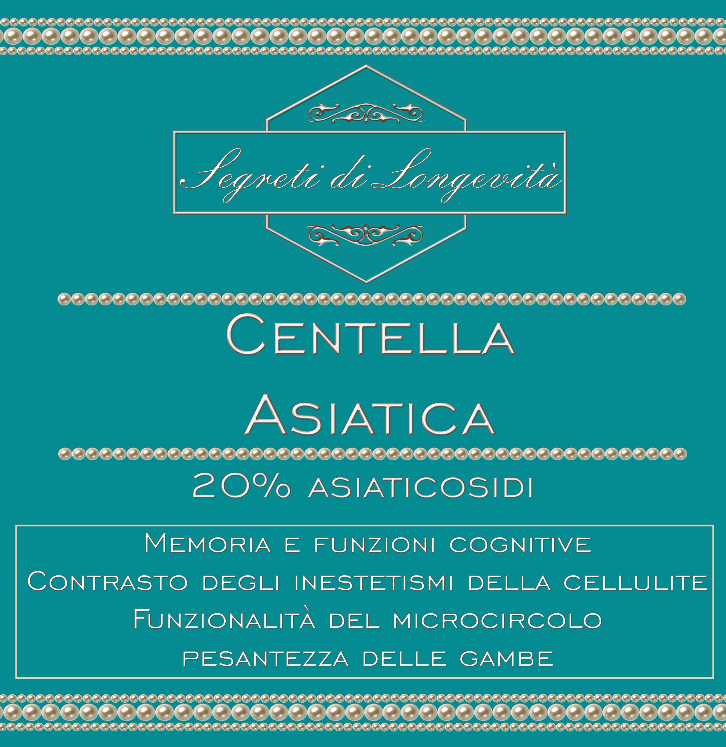 Centella asiatica - 100% estratto secco titolato al 20% in Asiaticosidi - 90 capsule vegetali da 500mg - Memoria - Cellulite - Microcircolo - Pesantezza gambe
