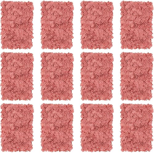 BLOSMON Telón de fondo de pared de flores, 12 piezas de 24 x 16 pulgadas, color rosa polvoriento, telón de fondo floral de hortensias artificiales