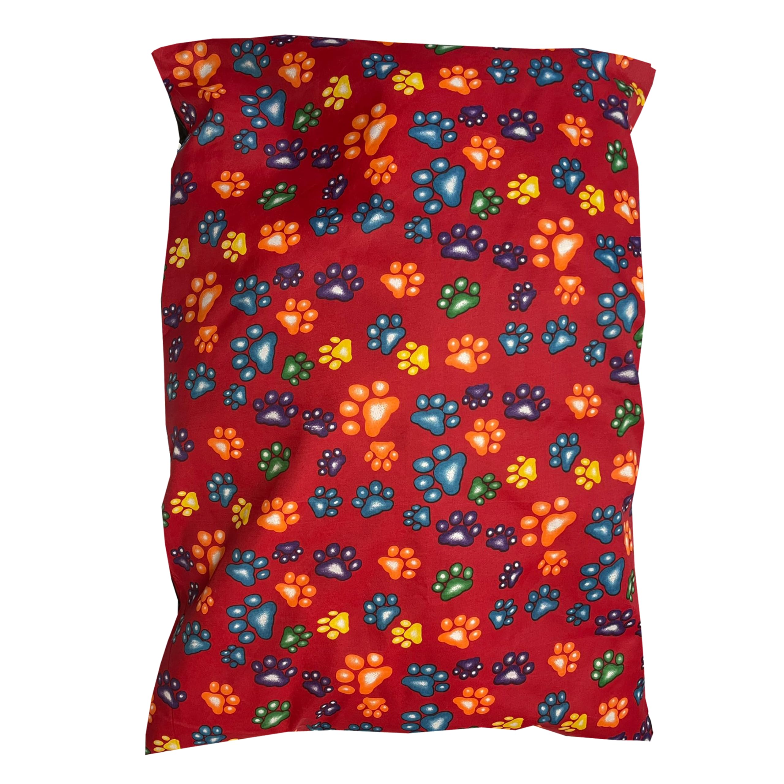 BRIT COTTON® Large Pet Dog Bed with Zipped Removable & Washable Cushion Cover- Printed Easy Care Soft Pet Pillows Dog Beds Pet Supplies (MULTI PAW RED, PACK OF 1) — image 1