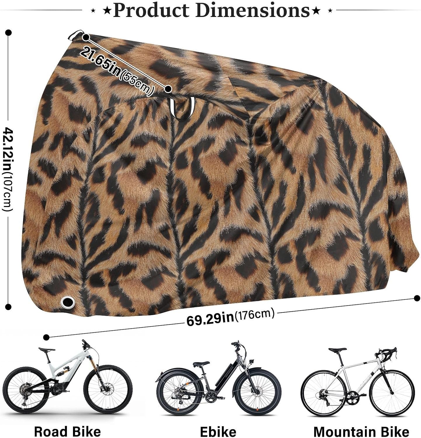 ALAZA Tiger Print Bike Cover Waterproof Outdoor Ebike Bicycle Covers Tarp Protection for 1/2 Bikes, Sun UV Dust Wind Proof
