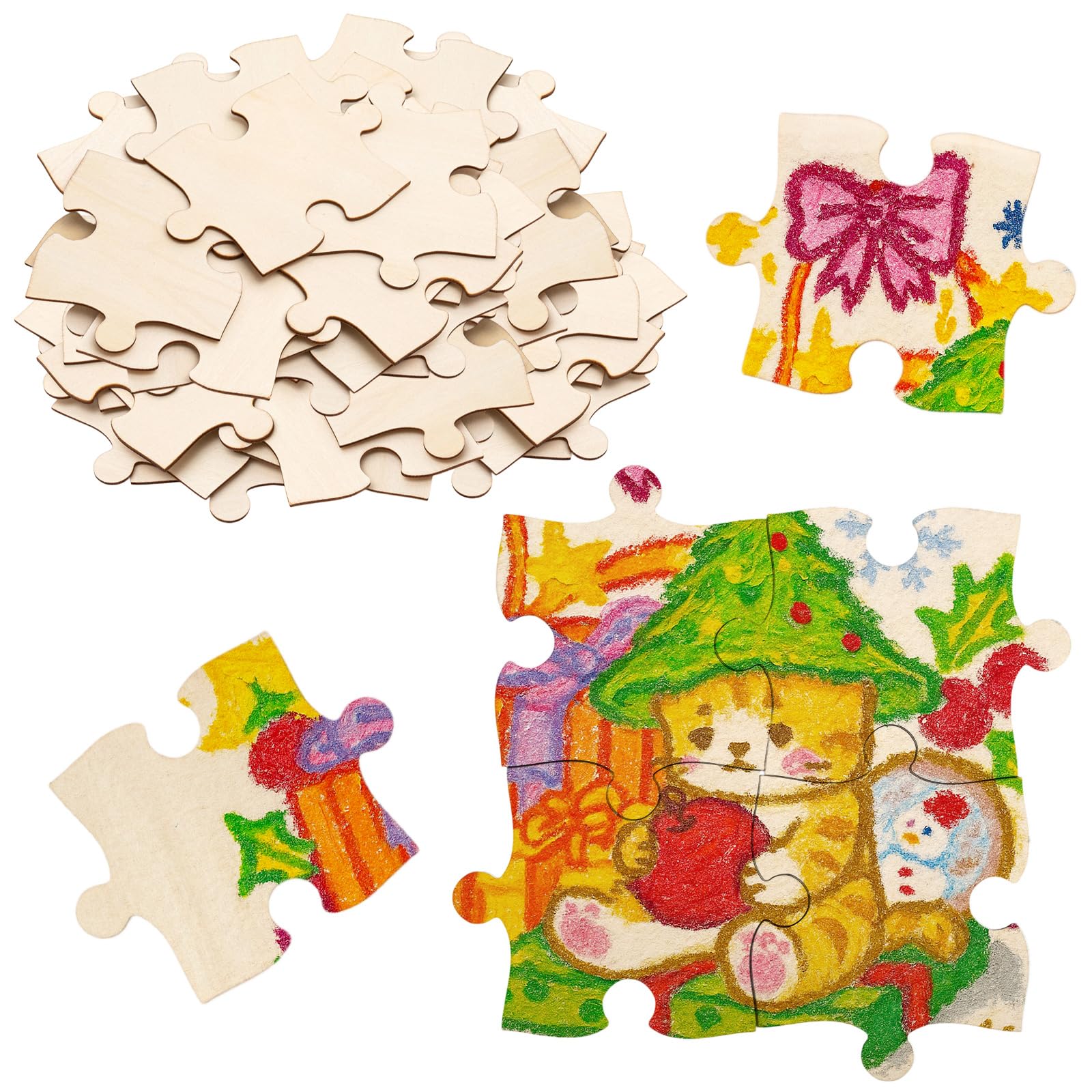 Seenelling 100 pezzi di puzzle in legno da 10 x 12,7 cm, accessori fai da te