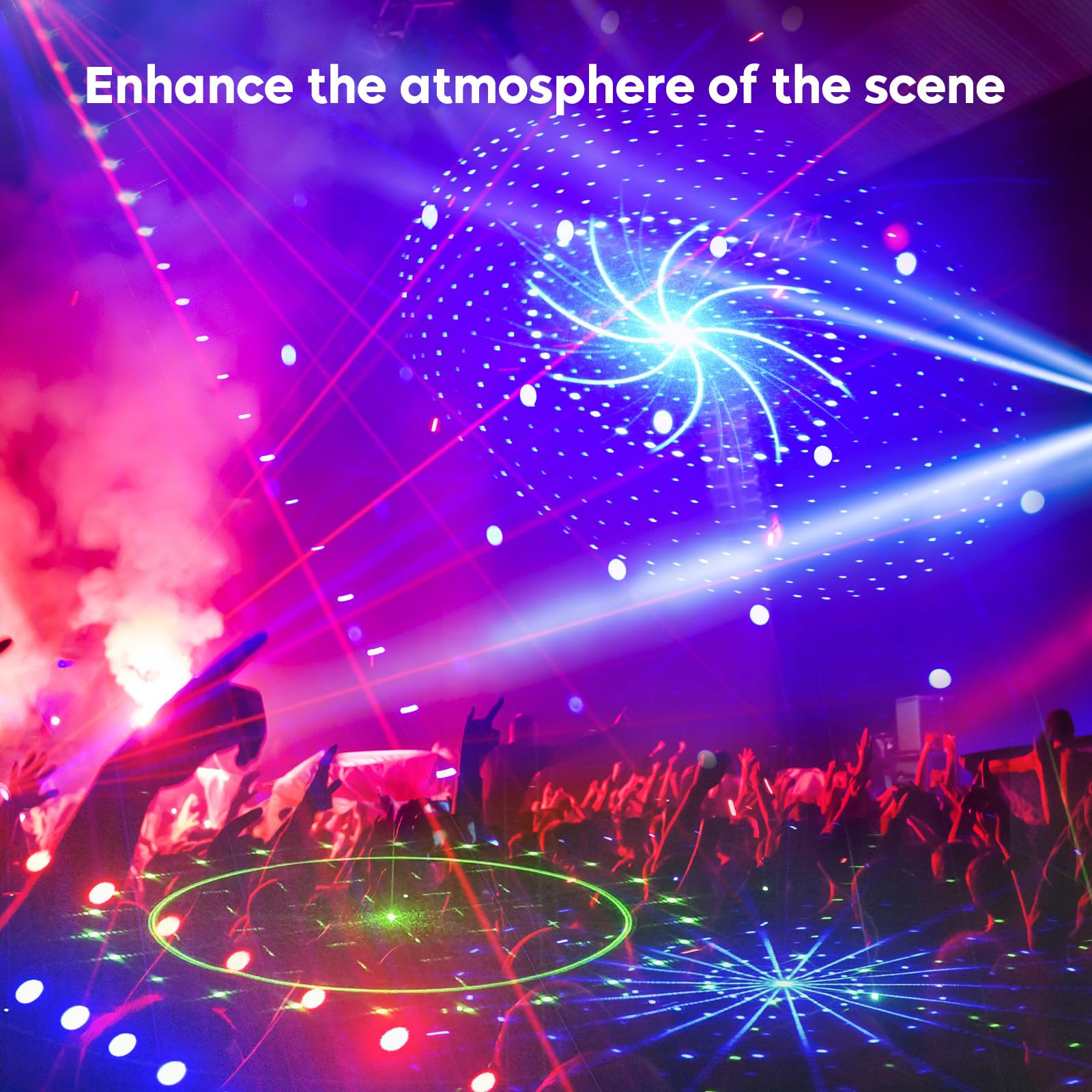 Lumière disco, Lumière DMX avec 9 Lentilles LED RVB, Projecteur DJ avec Effet Stroboscopique Activé par le son, Convient pour Fêtes, Clubs, Mariages, Concerts, Bars, Anniversaires