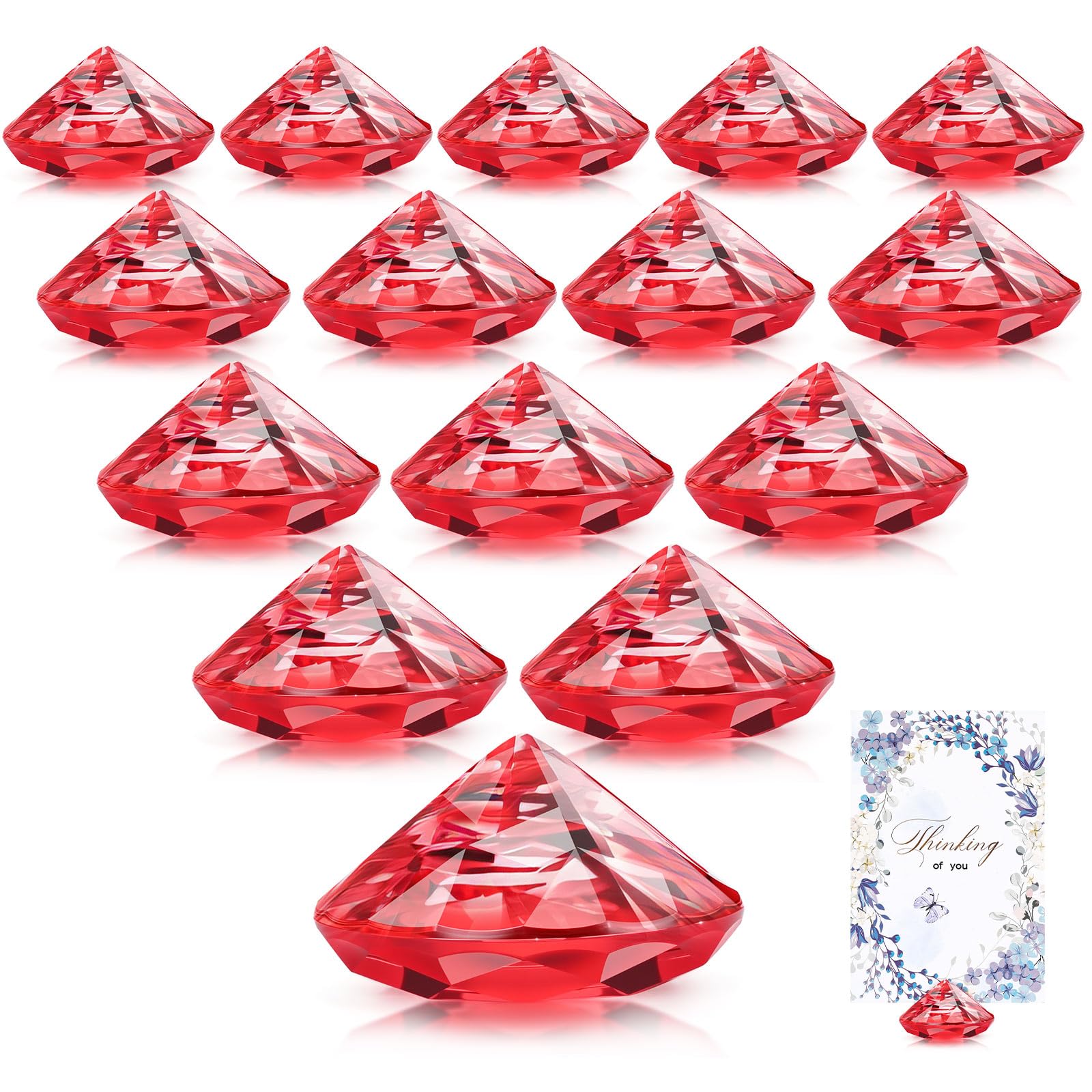 Boao 24 Pack Diamond Place Card Holders, Red