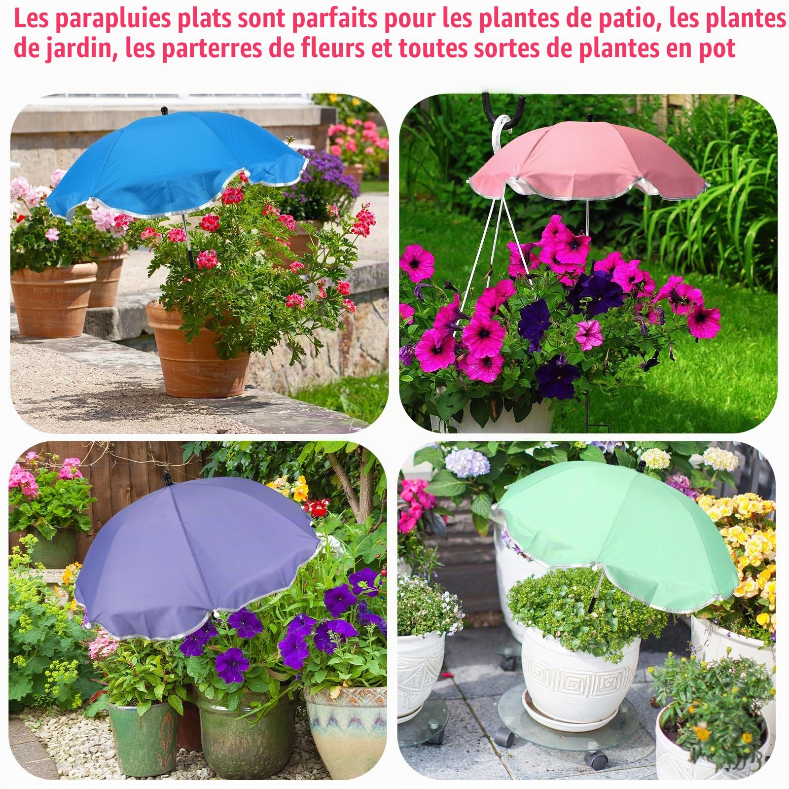 BOXOB 4pcs Parasol Plante D'Extérieur, Diamètre 60cm Parasol Plante