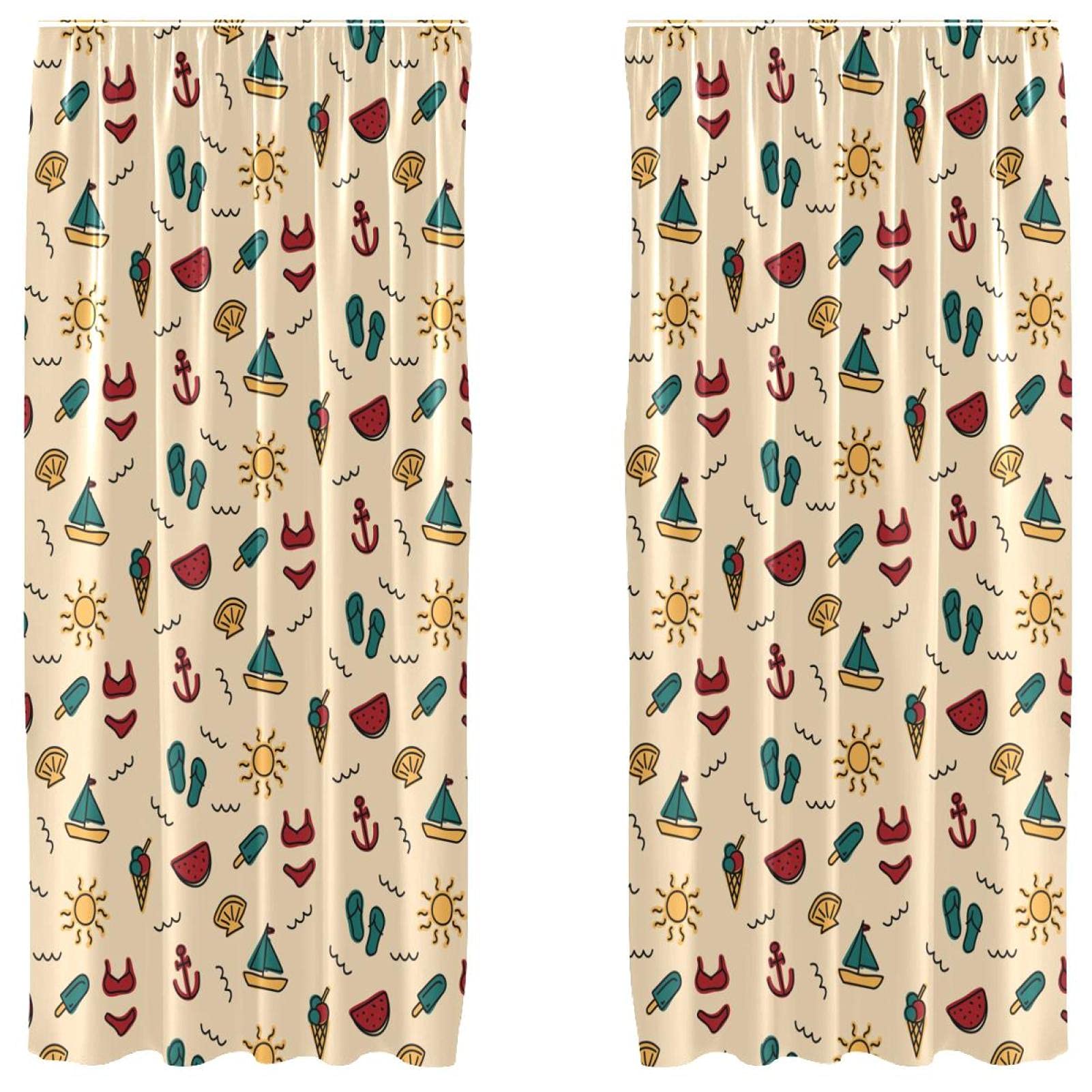 Paneles de cortinas de verano de 55x84 pulgadas para dormitorio juego de 2