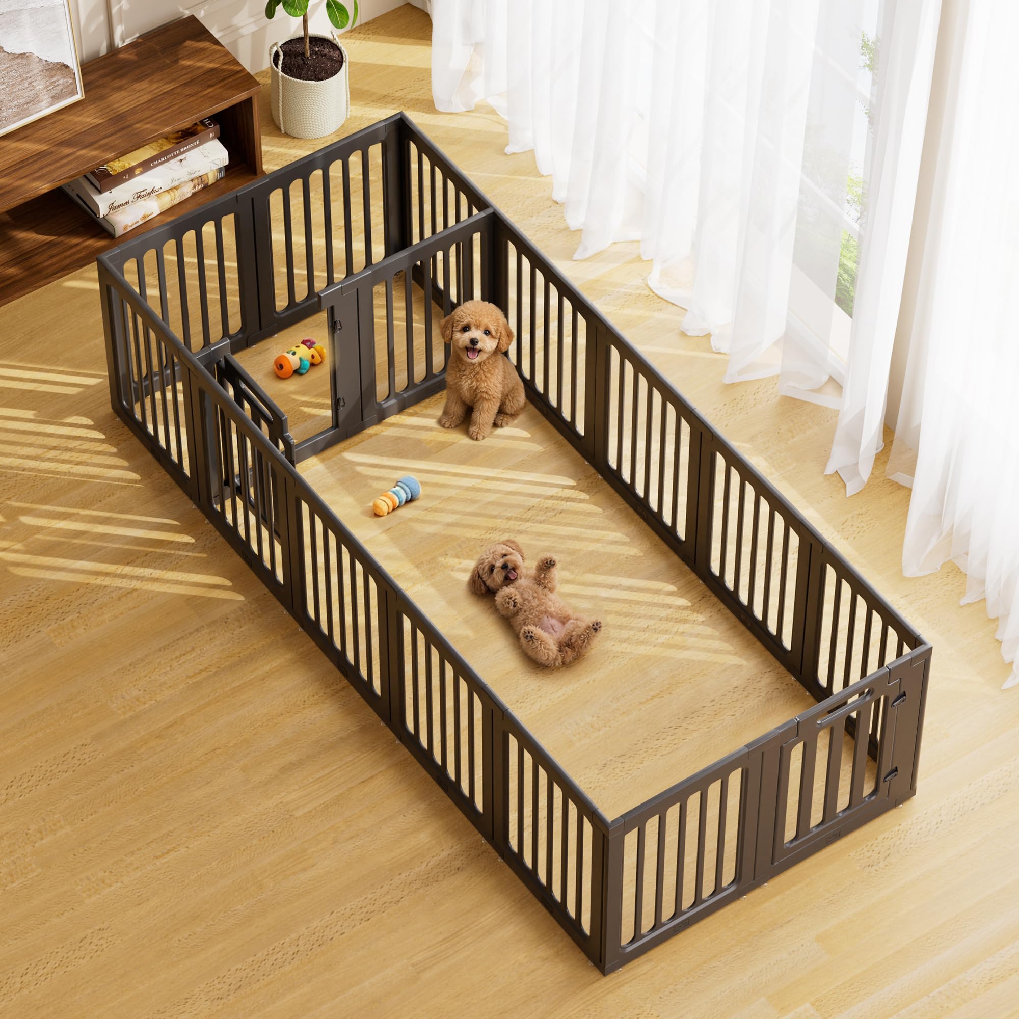 Photo 1 of ClimbHope Cozy-Picket Dog Playpen Indoor Deco Pen, 24" H, Black, 16 Panels