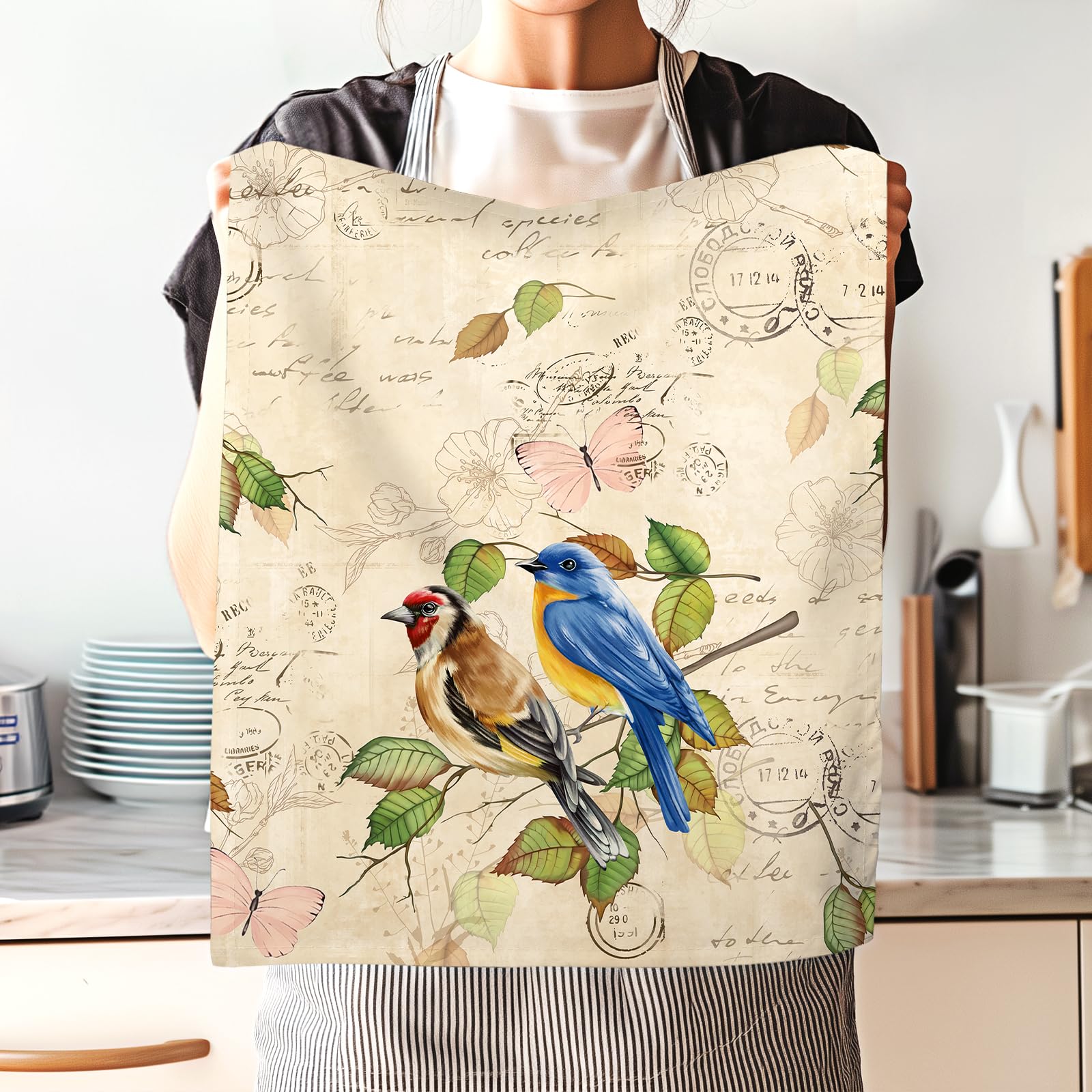 Arquiel Küchentücher Set 4 Stück - 100% Baumwolle Mit Eichhörnchen Design, 48x70cm - Stilvolle Geschirrtücher