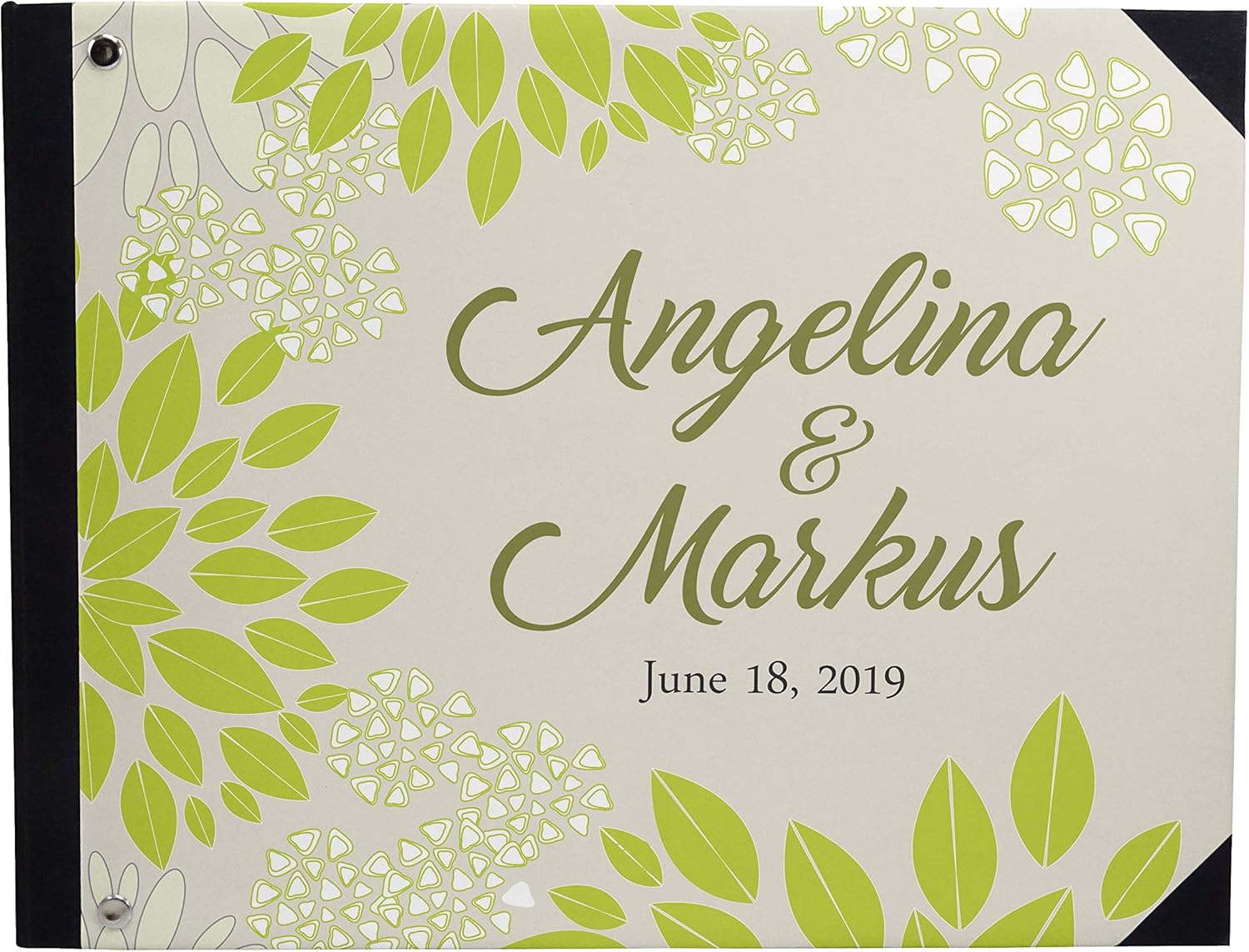 Darling Souvenir Blue Leaves Block Print Wedding Guest Book Hardbound Guest Sign-in Book Guest Registry Guestbook-9 x 12 Inches