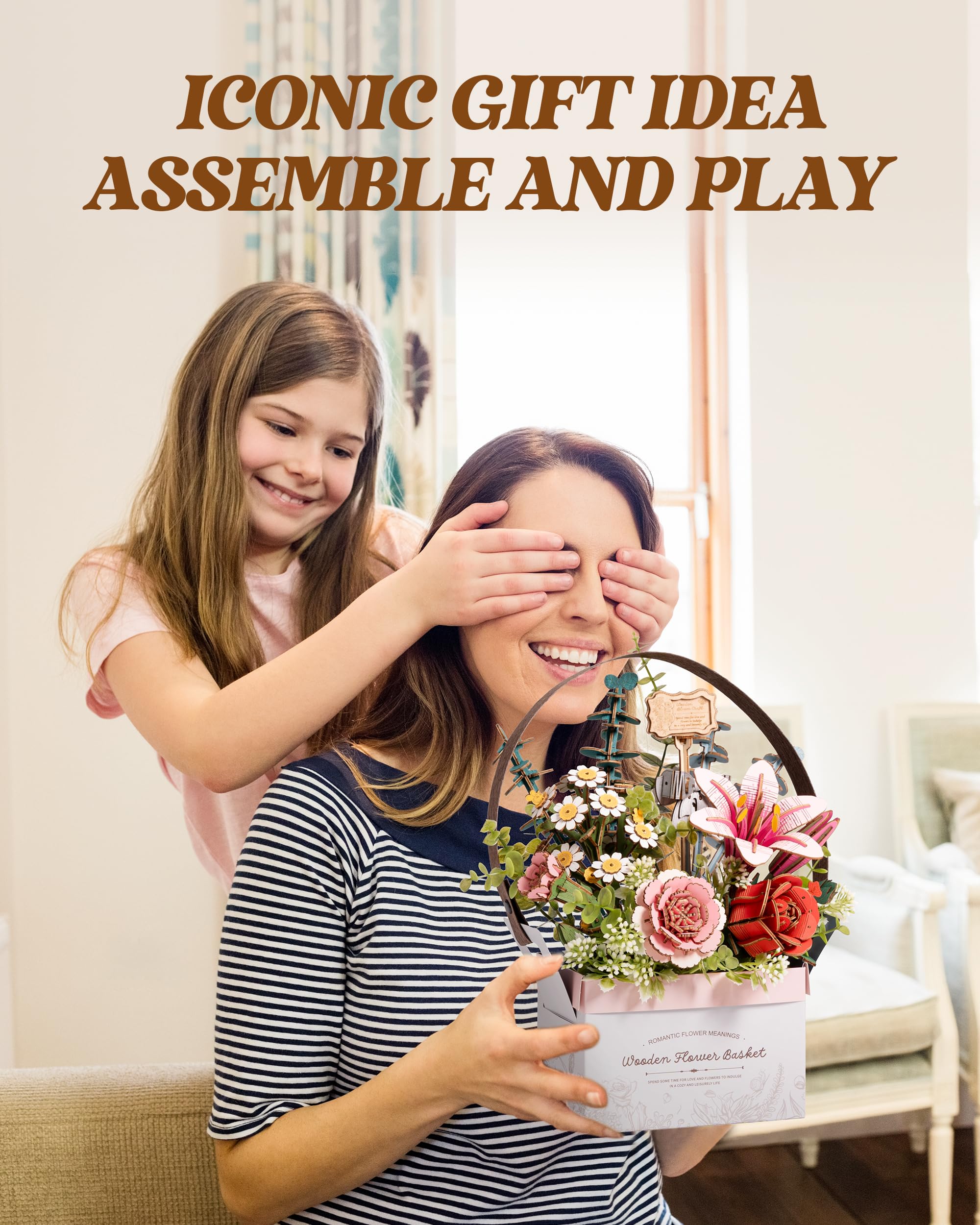 ROBOTIME Puzzle in legno 3D, kit di modelli di fiori artificiali per adulti, decorazione creativa per la casa, accessori per soggiorno, regali per donne a San Valentino (Lillà