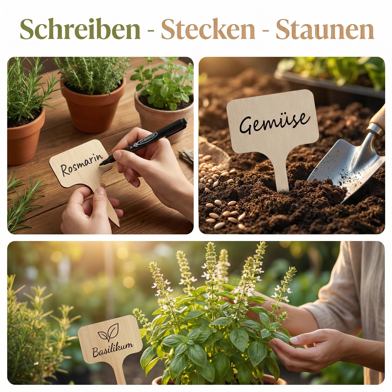 etiquetas plantas etiquetas jardin etiquetas plantas madera etiquetas para escribir etiquetas madera natural - set 40 piezas etiquetas resistentes duraderas lisas para huerto hierbas verduras