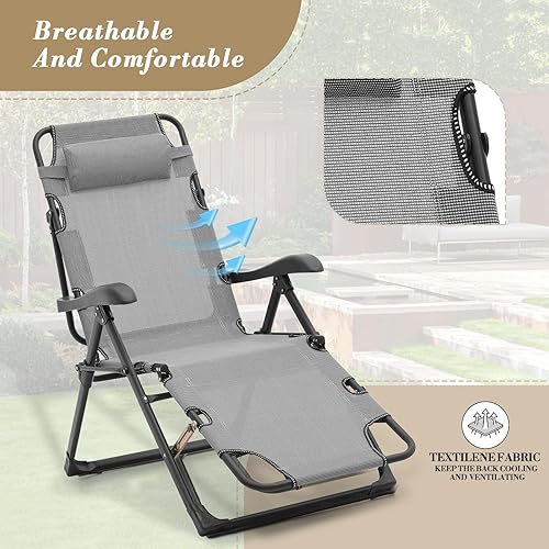 Miniatura 5 de Athena Collection Zero Gravity - Juego de 2 sillas reclinables para exteriores, sillas reclinables de 27 pulgadas de ancho para piscina, sala de