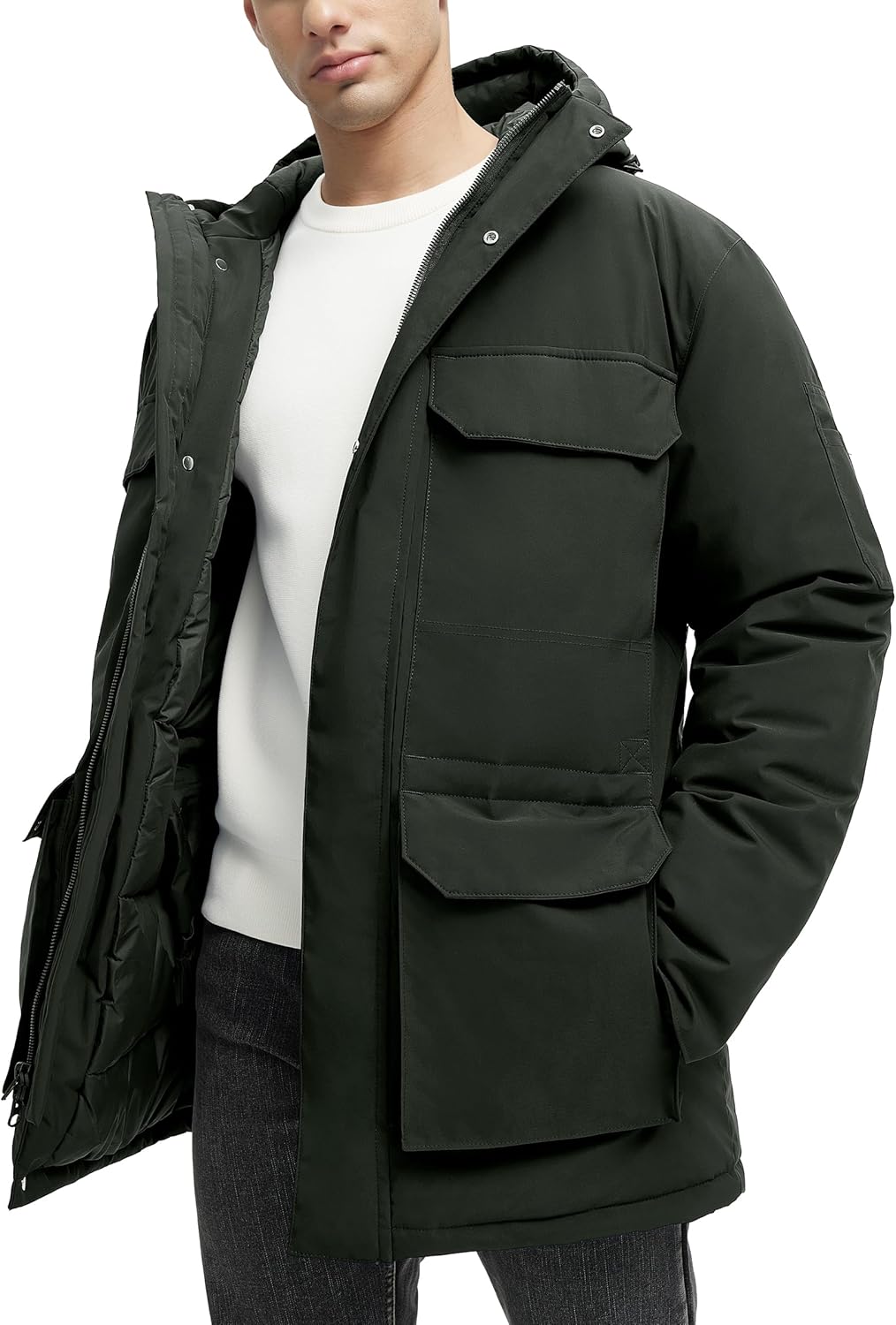 Winter Coats for Men Winter Jackets Waterproof Warm Insulated Thicken Long Down Jacket with Hood - Image 2