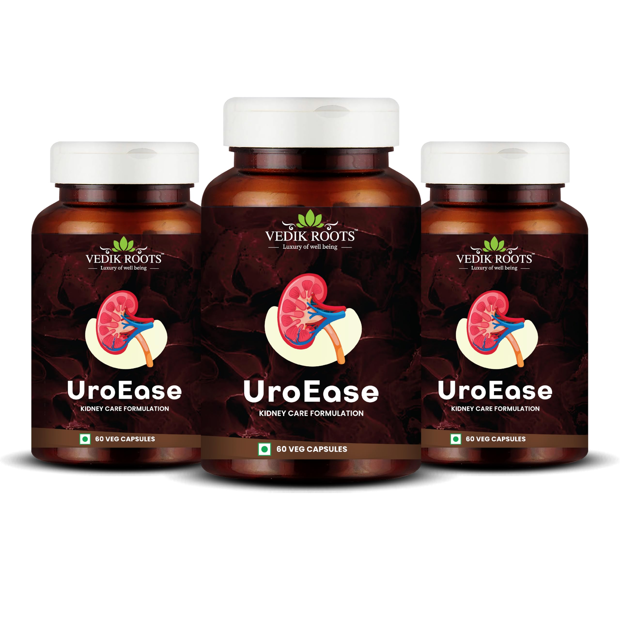Vedikroots UroEase | Ayurvedic Herbal Supplement to Help Maintain Kidney Health & Uric Acid Level | Provides Support to Manage Urinary Tract | 60 Veg Capsules (Pack of 3) (B0CV7QH2M6) Amazon Price History, Amazon Price Tracker