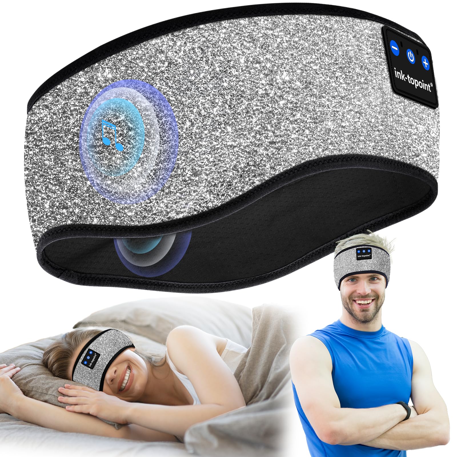 Schlafkopfhörer Bluetooth,Schlaf Kopfhörer Stirnband Bluetooth 5.4 Kopfhörer Geschenk für Männer/Frauen mit Ultradünnen HD Stereo Lautsprecher für Sport,Schlafen,Reisen,Meditation,Entspannen
