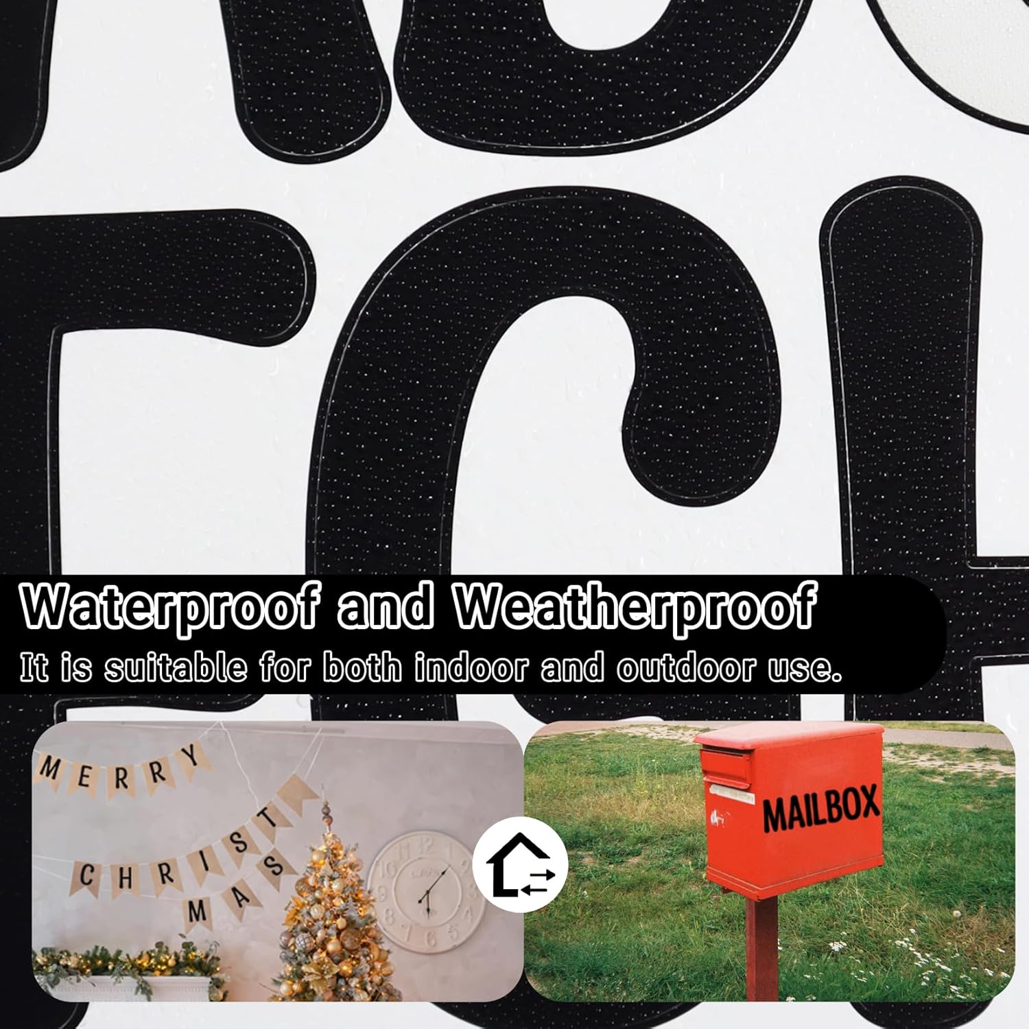 175 Pieces 4 Inch Letter Sticker, Self-Adhesive Waterproof & Tear-Resistant Large Capital Alphabet Stickers for Mailbox,Outdoor,Garden and Office - Black