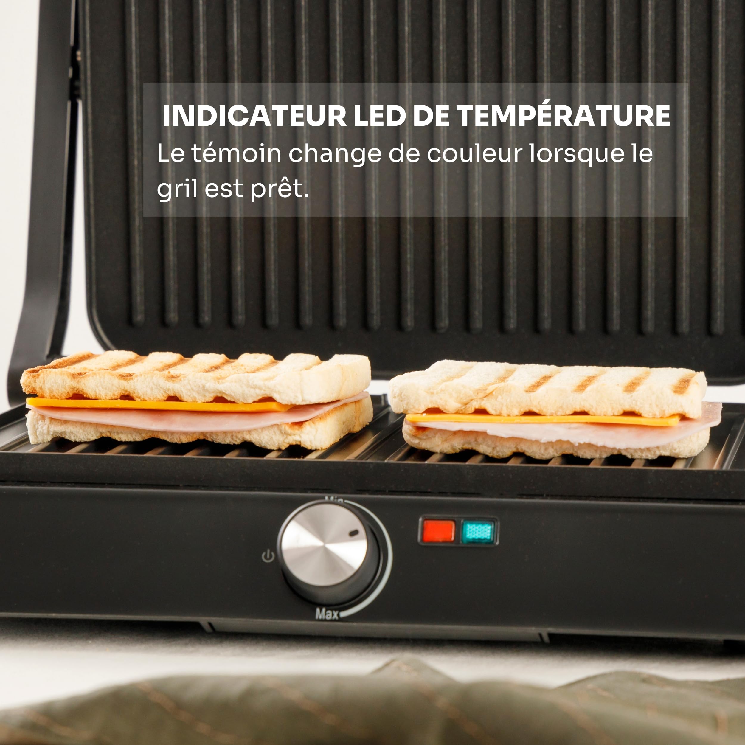 Mellerware - Gril électrique portable Hotty ! | 2200W | Anti-adhérent | 3 en 1 (Cuisinière, Assiette, Barbecue) | Régulateur de température | LED | Ouverture 180 degrés | 29 × 46 cm | Acier inoxydable