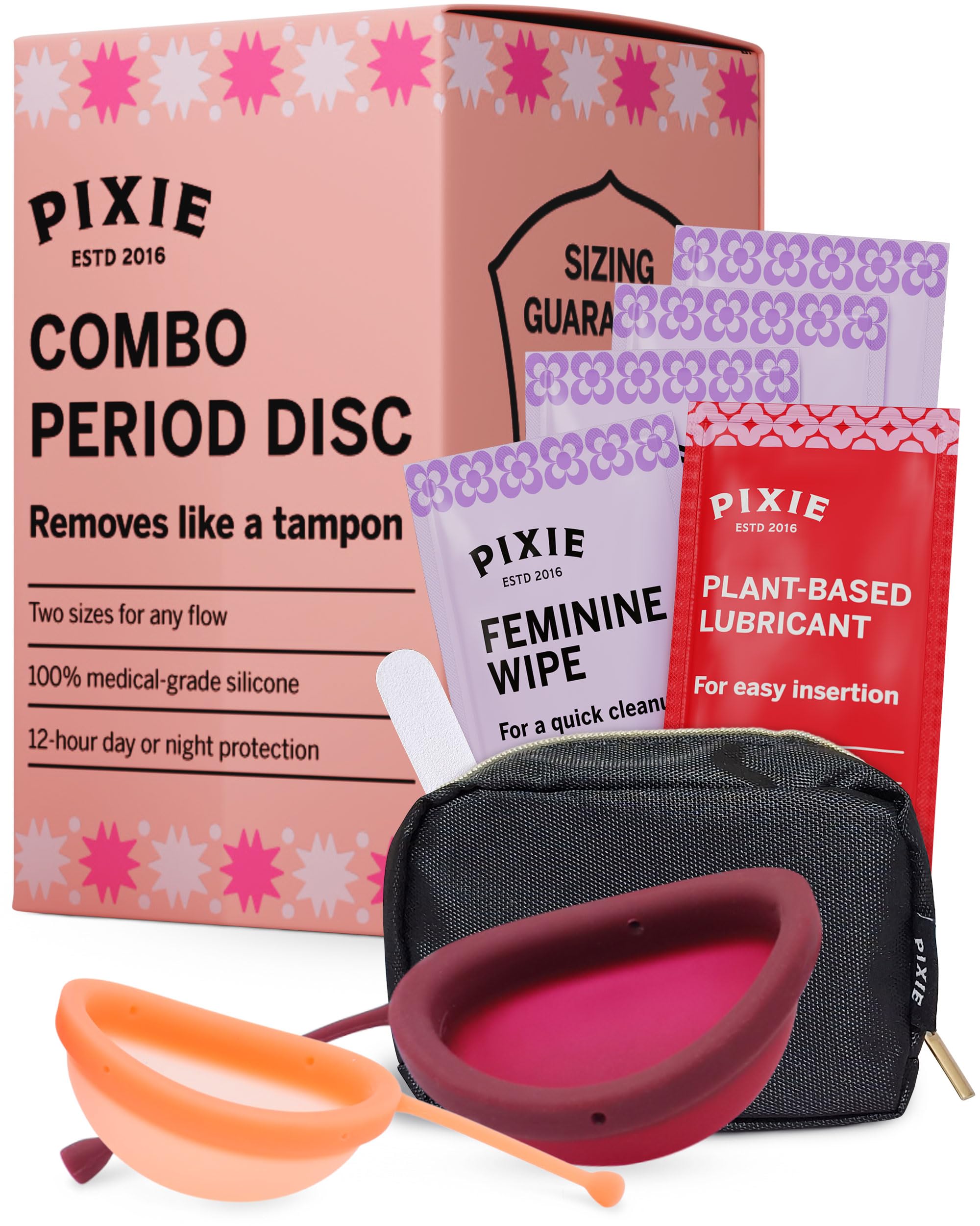 2 Menstrual Discs - No Metals or Toxins - 100% Medical-Grade Silicone - Ranked 1 for Most Soft Reusable Period Disc - Removes Like a Tampon - Wear 12 Hours - Capacity of 3 and 7 Tampons