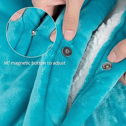 Miniatura 4 de Tirrina Manta poncho de polar 2 en 1, muy suave y cómoda, para adultos mujeres, hombres y niños para uso interior o al aire libre, 55x80 pulgadas